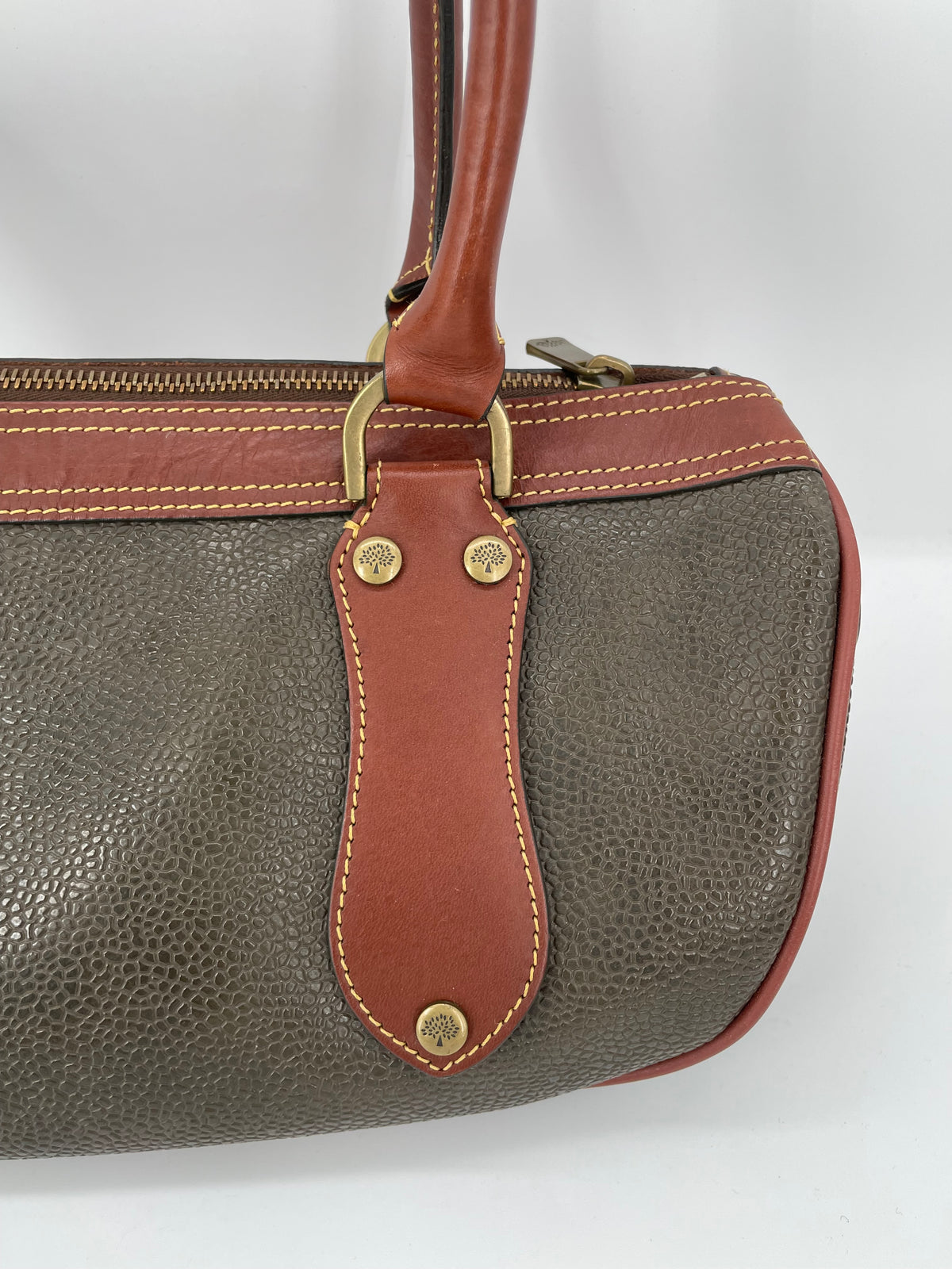 Preloved Mulberry Vintage Scotchgrain Bowling Bag