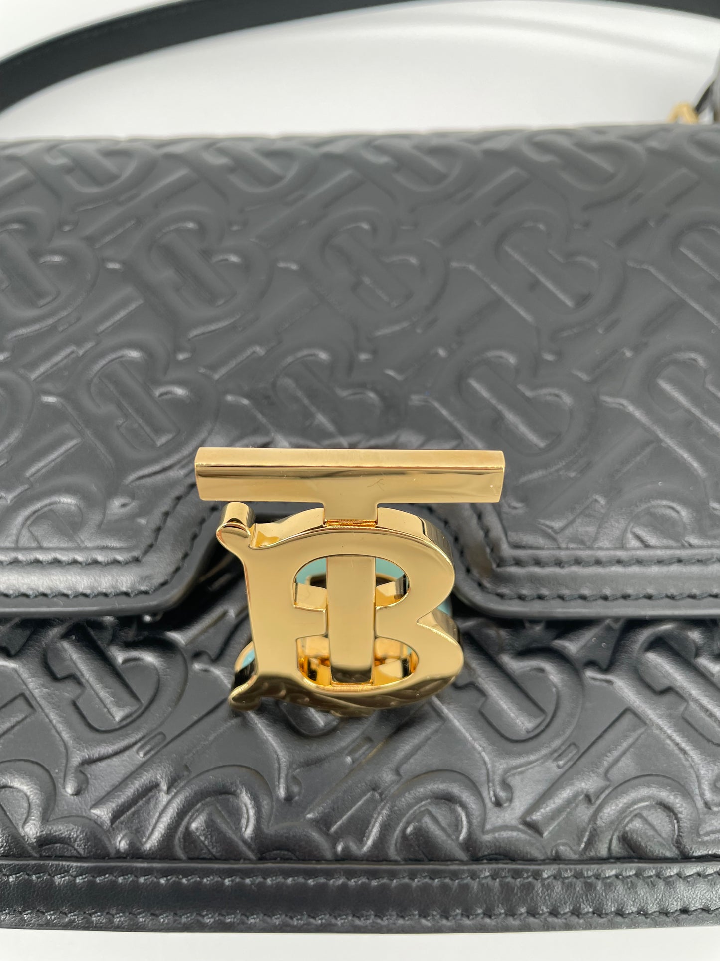 Preloved Burberry Monogram TB Shoulder Bag, Small