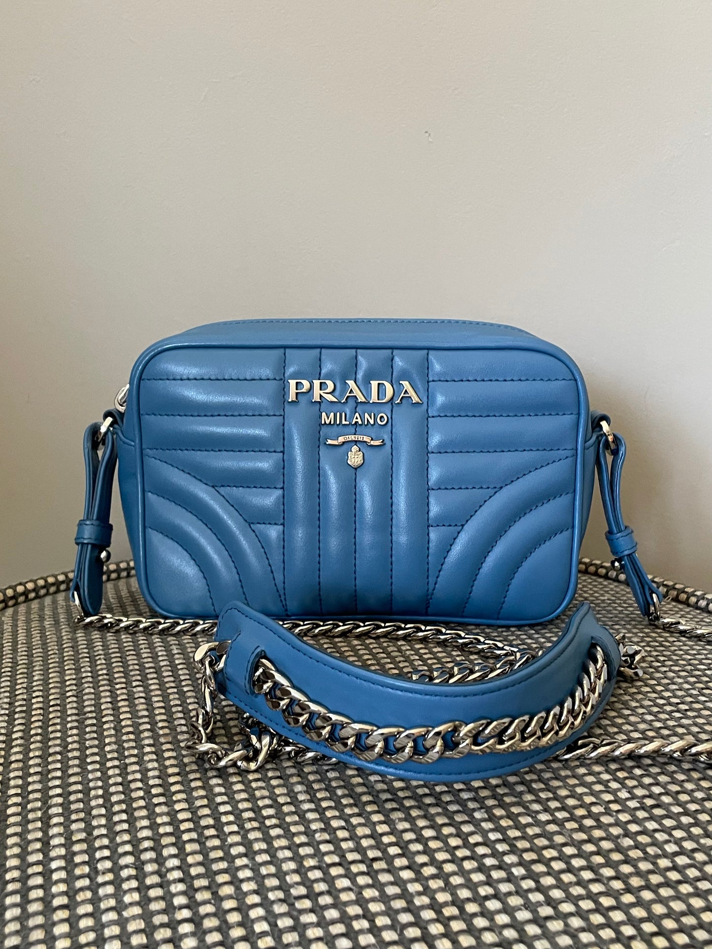 Preloved Prada Diagramme Bandoliera Crossbody Bag, Small