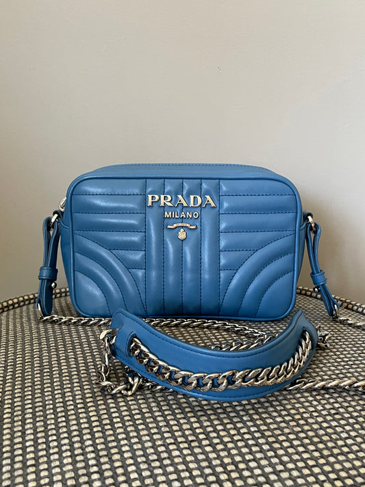 Preloved Prada Diagramme Bandoliera Crossbody Bag, Small