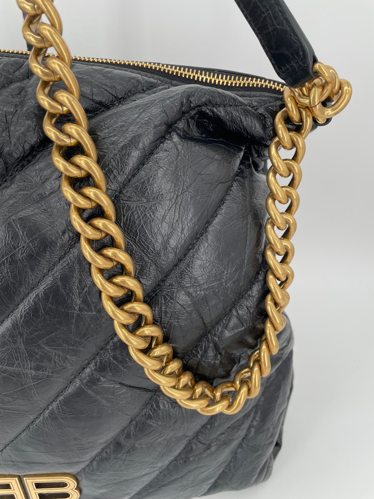 Preloved Balenciaga Quilted Crush Shoulder Bag, Medium