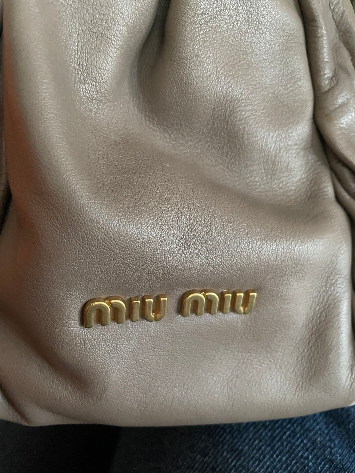 Preloved Miu Miu Plisse Pleated Leather Top handle bag