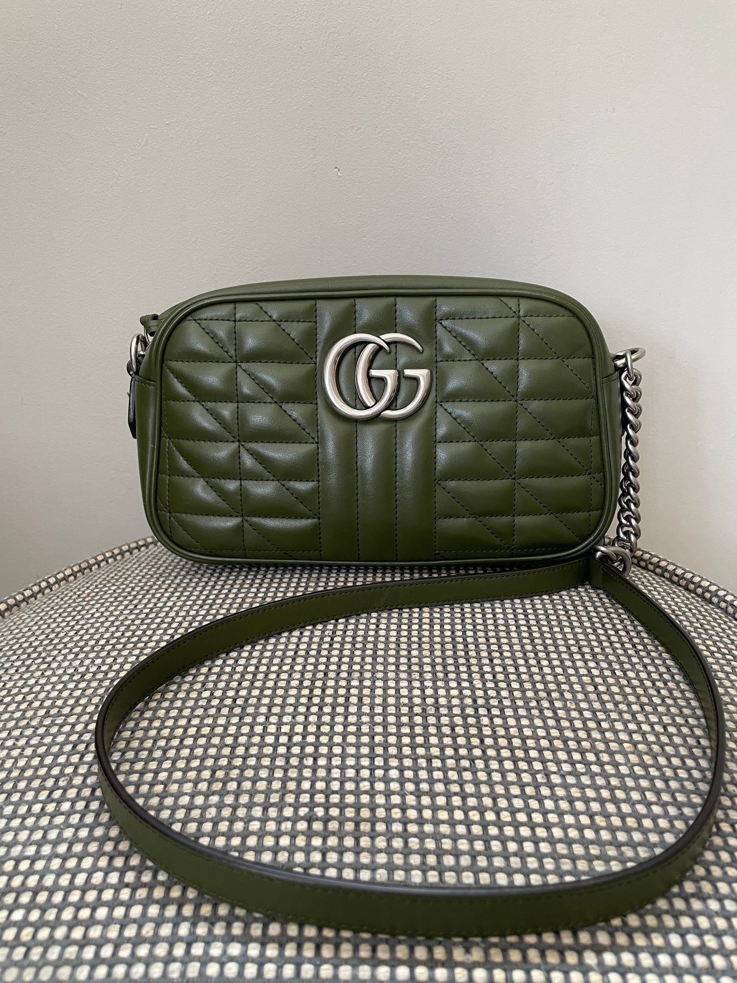 Preloved Gucci Quilted Leather Geometric Marmont Crossbody Bag, Small