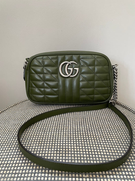 Preloved Gucci Quilted Leather Geometric Marmont Crossbody Bag, Small