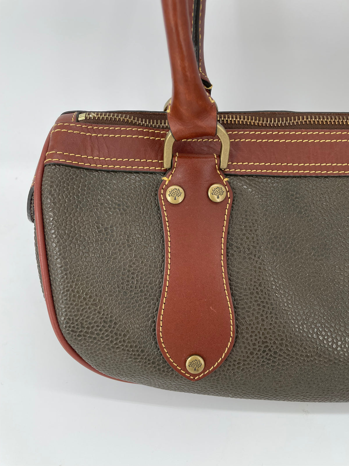 Preloved Mulberry Vintage Scotchgrain Bowling Bag