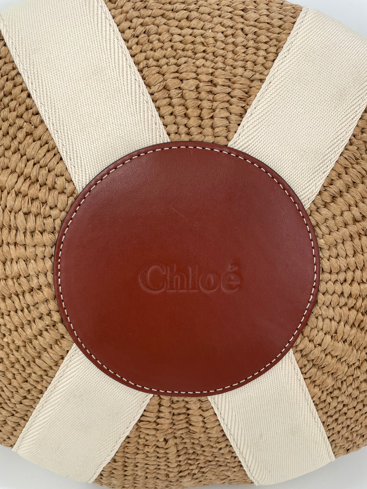 Preloved Chloe Raffia Woody Basket Bag,