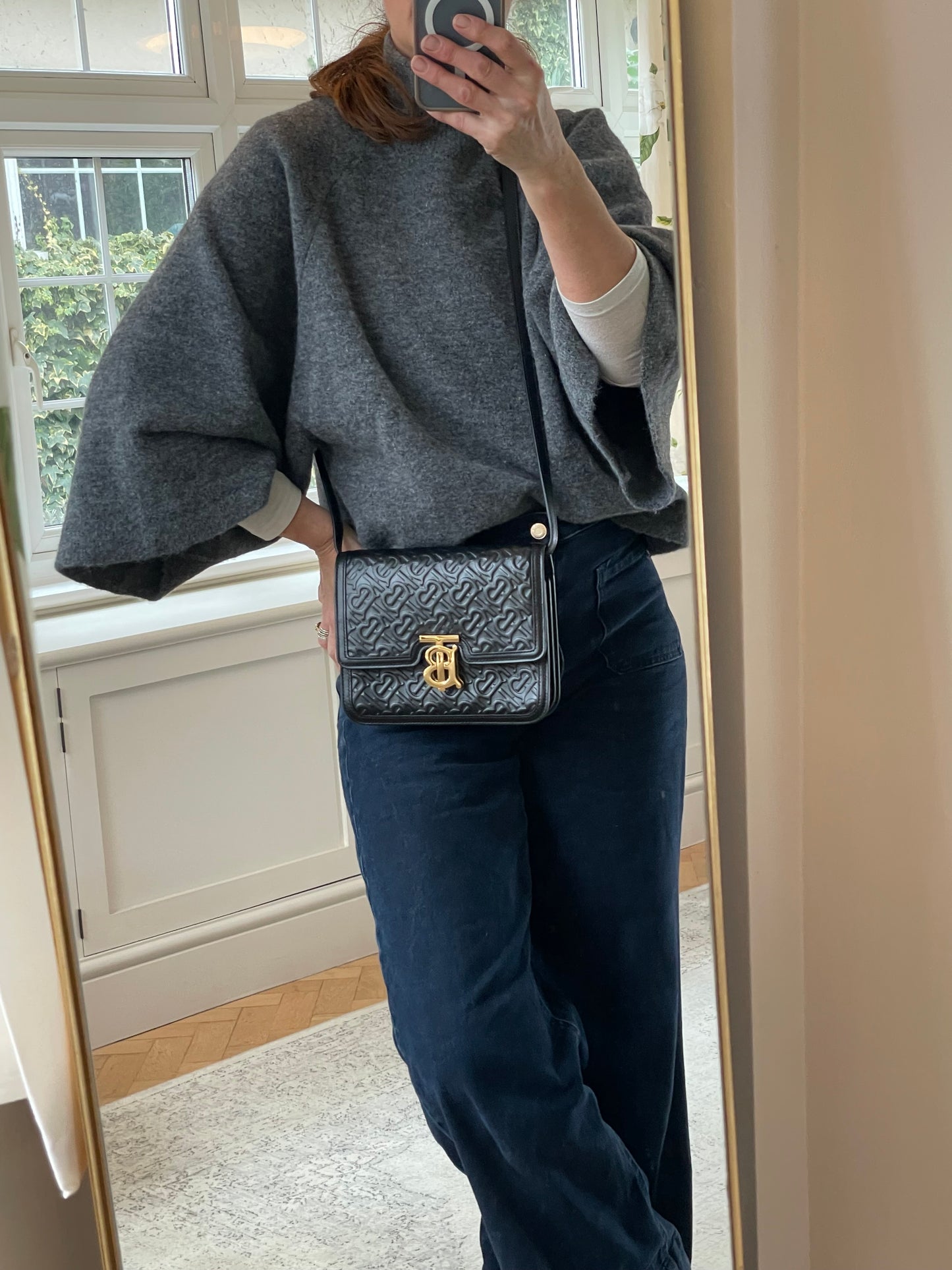 Preloved Burberry Monogram TB Shoulder Bag, Small