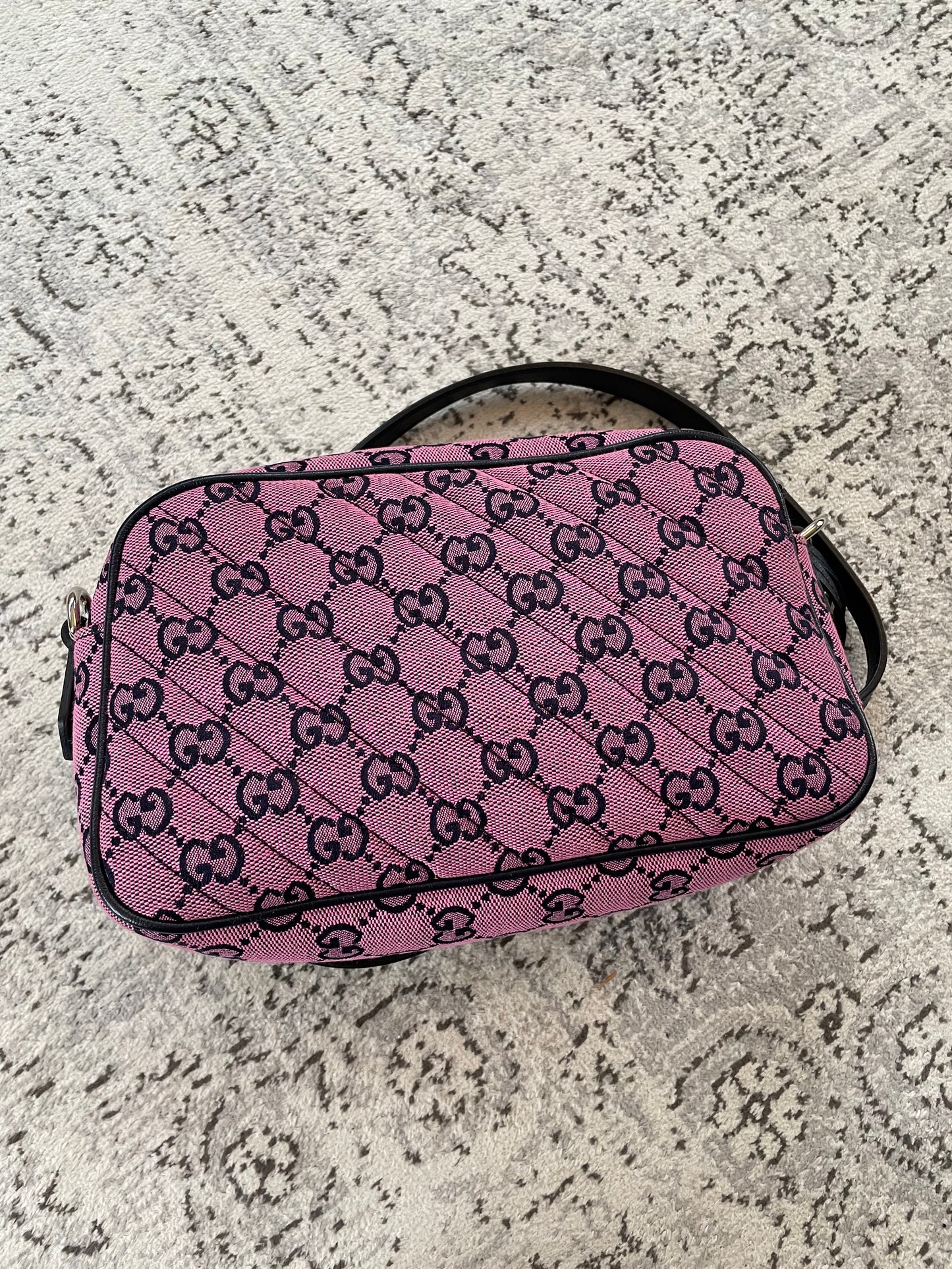 Preloved Gucci Diagonal Quilted Canvas Marmont Camera Bag, Small