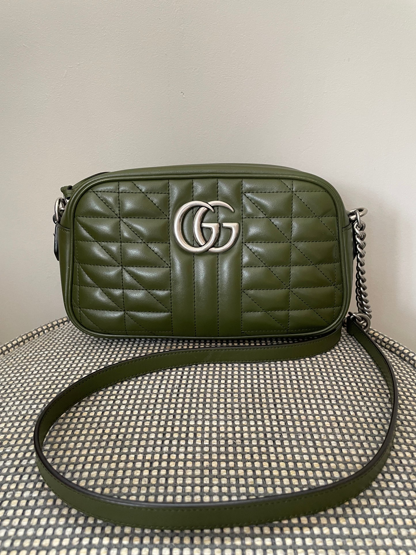 Preloved Gucci Quilted Leather Geometric Marmont Crossbody Bag, Small