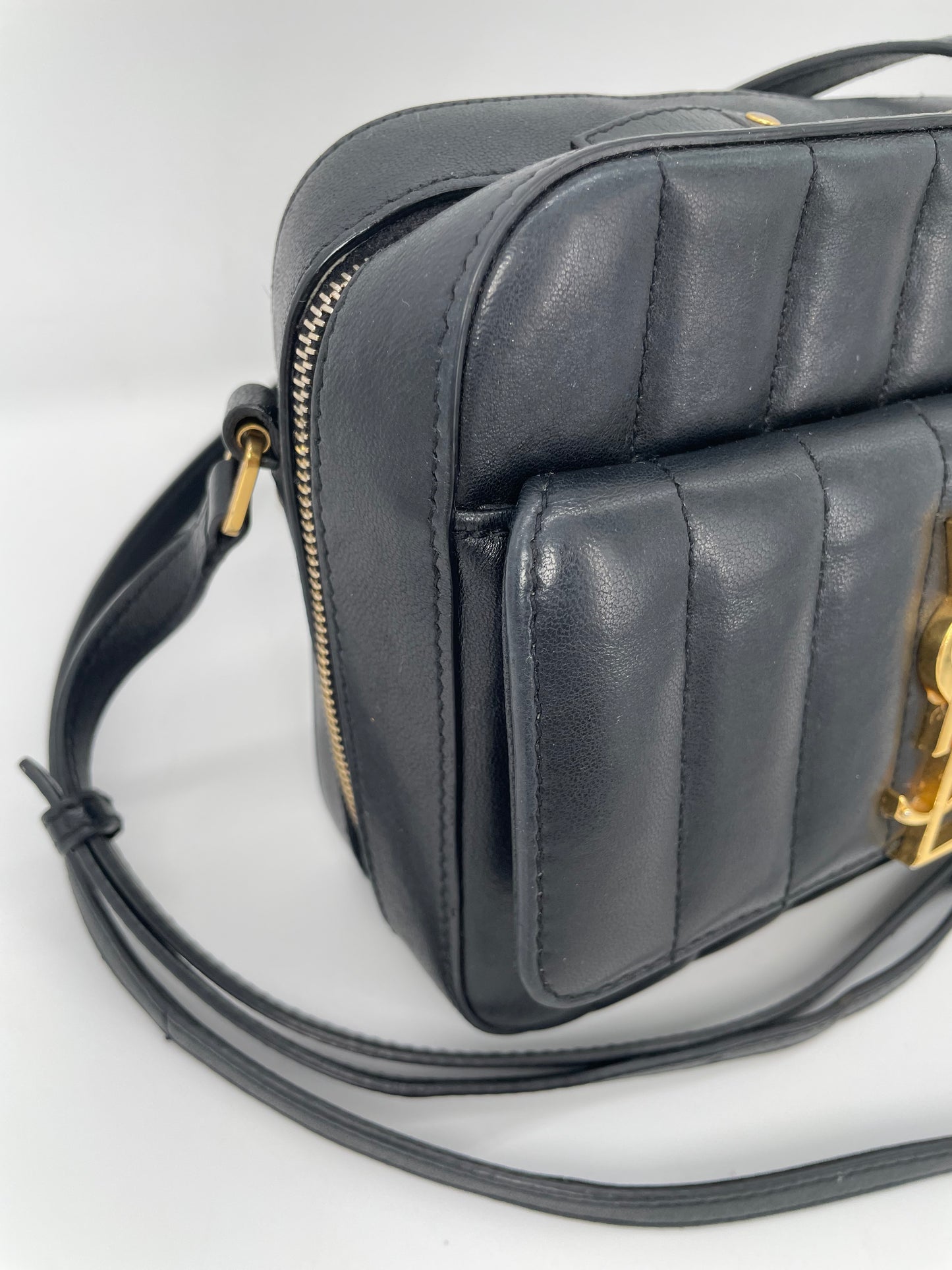 Preloved Saint Laurent Matelasse Monogram Vicky Shoulder Bag, Small
