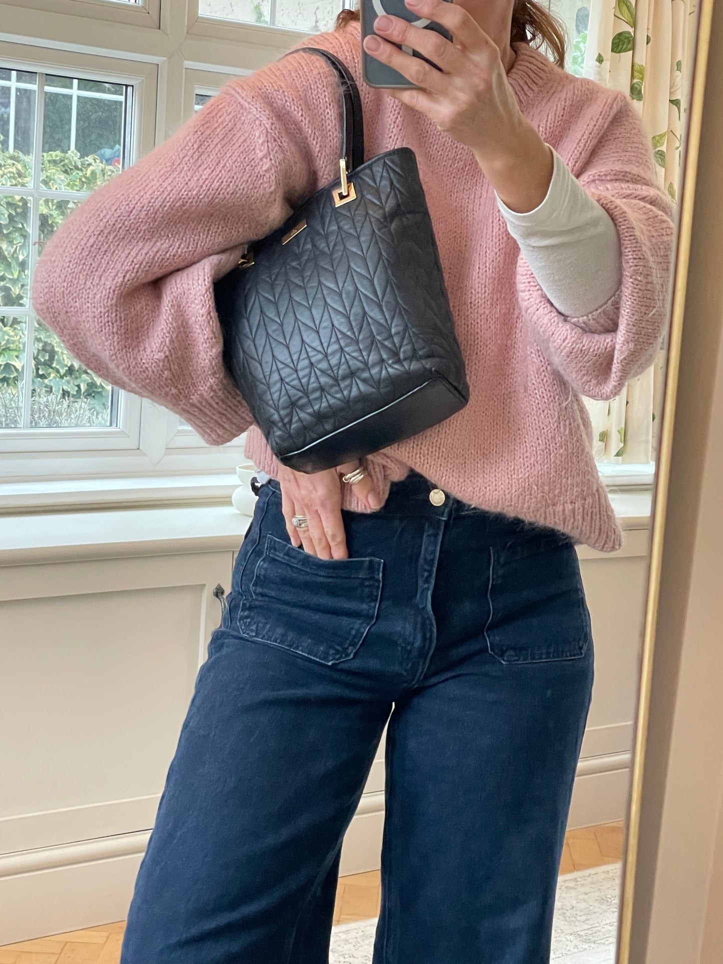 Preloved Gucci Quilted Bucket Top Handle Tote Bag, Small