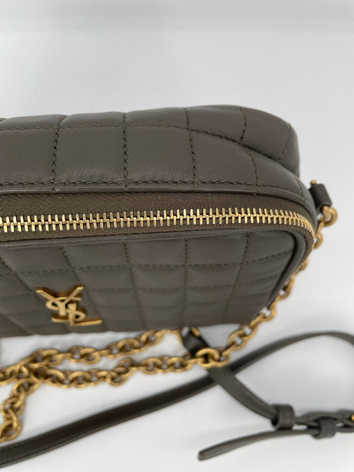 Preloved Saint Laurent Carre Quilted Cassandre Camera Bag, Mini