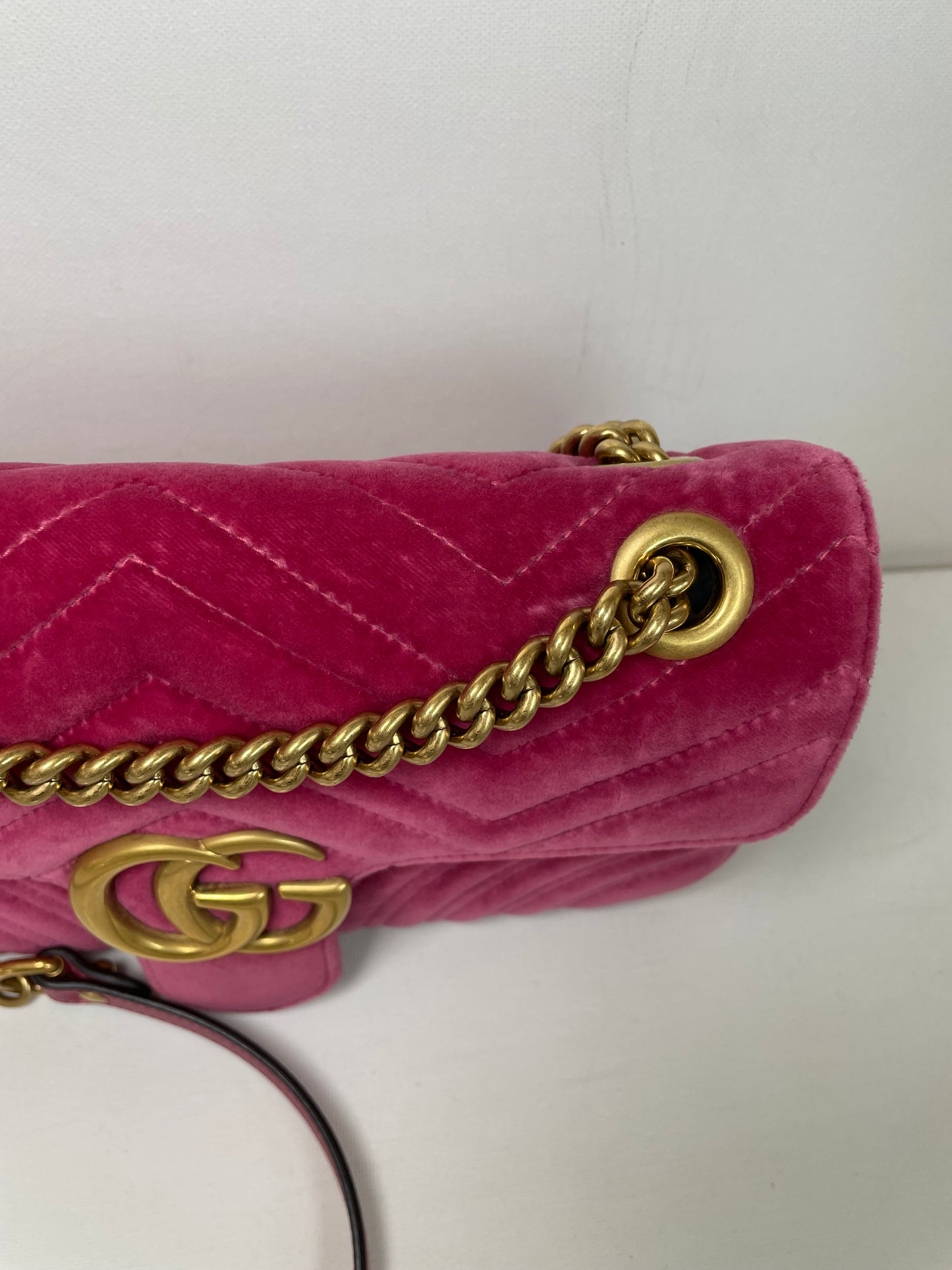 Preloved Gucci Velvet Matelasse GG Marmont Shoulder Bag, Small