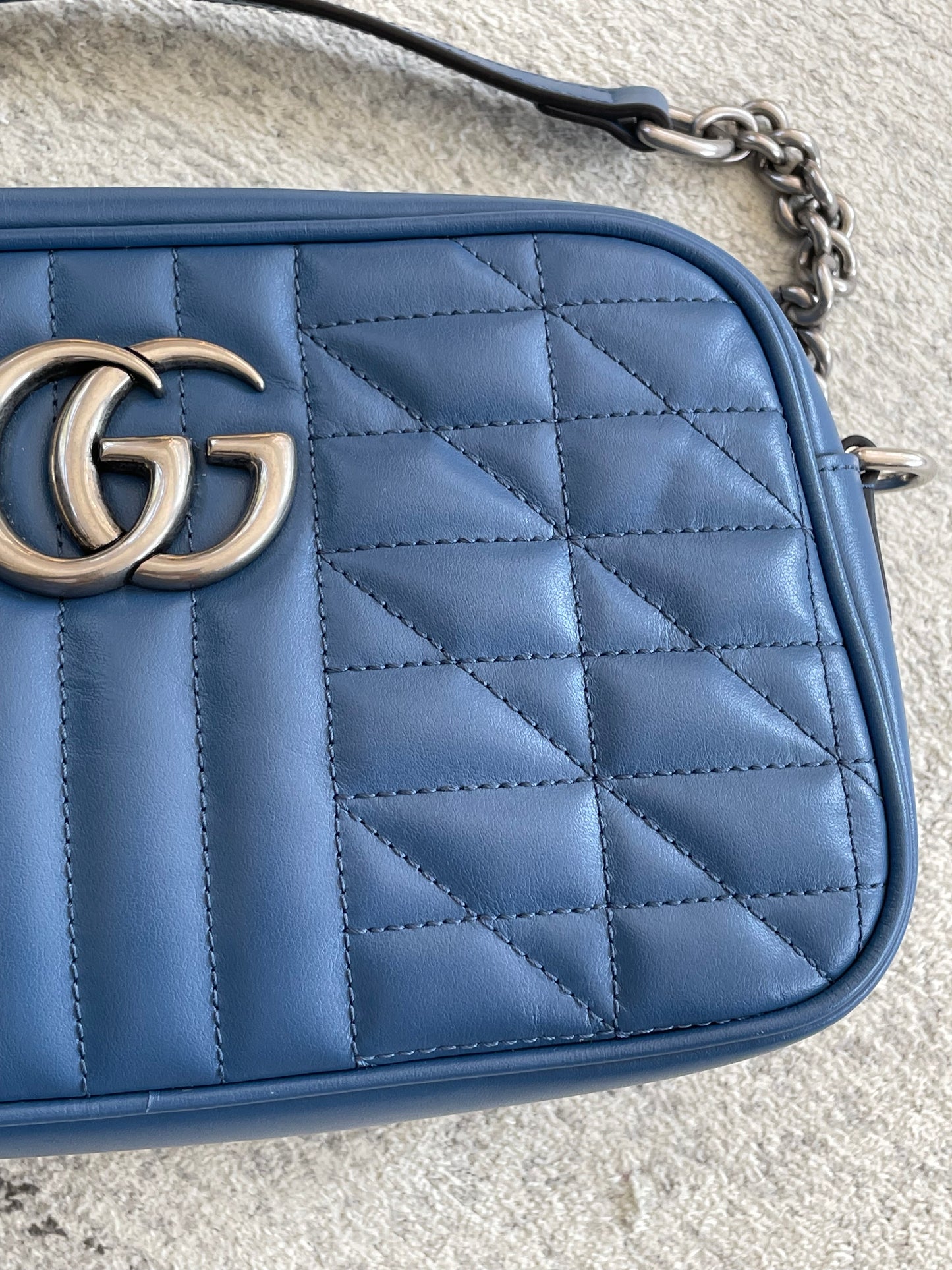 Preloved Gucci Quilted Leather Geometric Marmont Crossbody Bag, Small