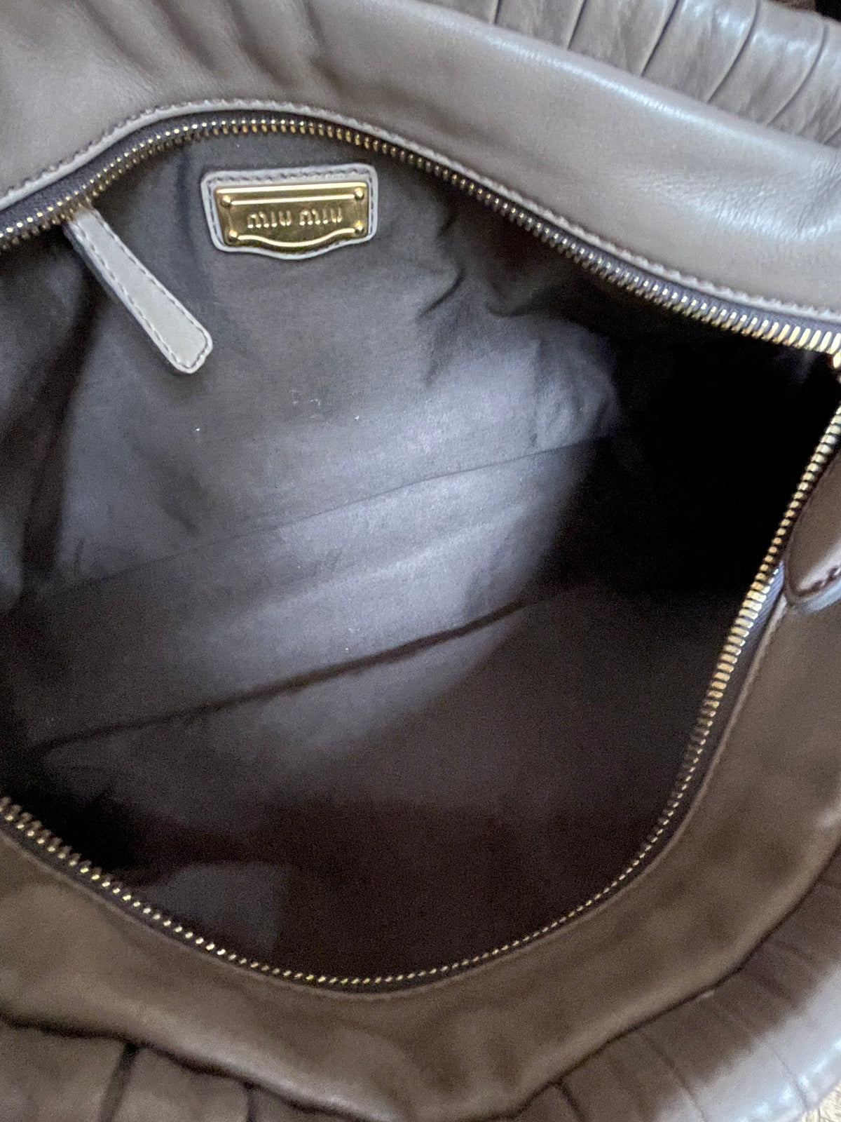Preloved Miu Miu Plisse Pleated Leather Top handle bag
