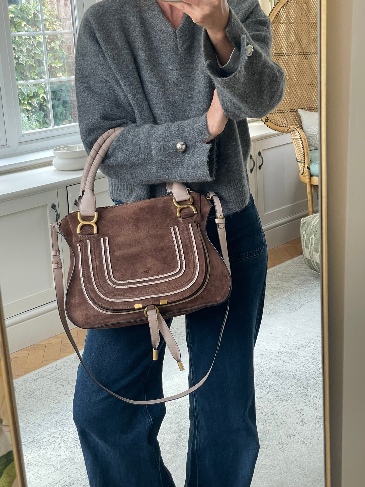 Preloved Chloe Marcie Two Handle Satchel Bag with Long Strap