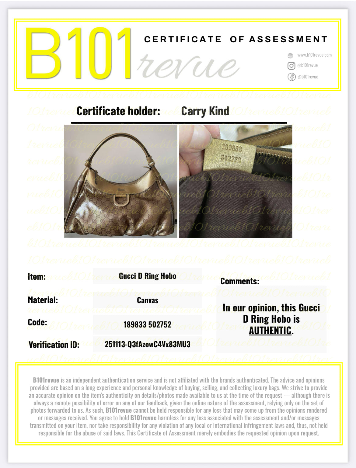 Preloved Gucci D-Ring Shoulder Bag