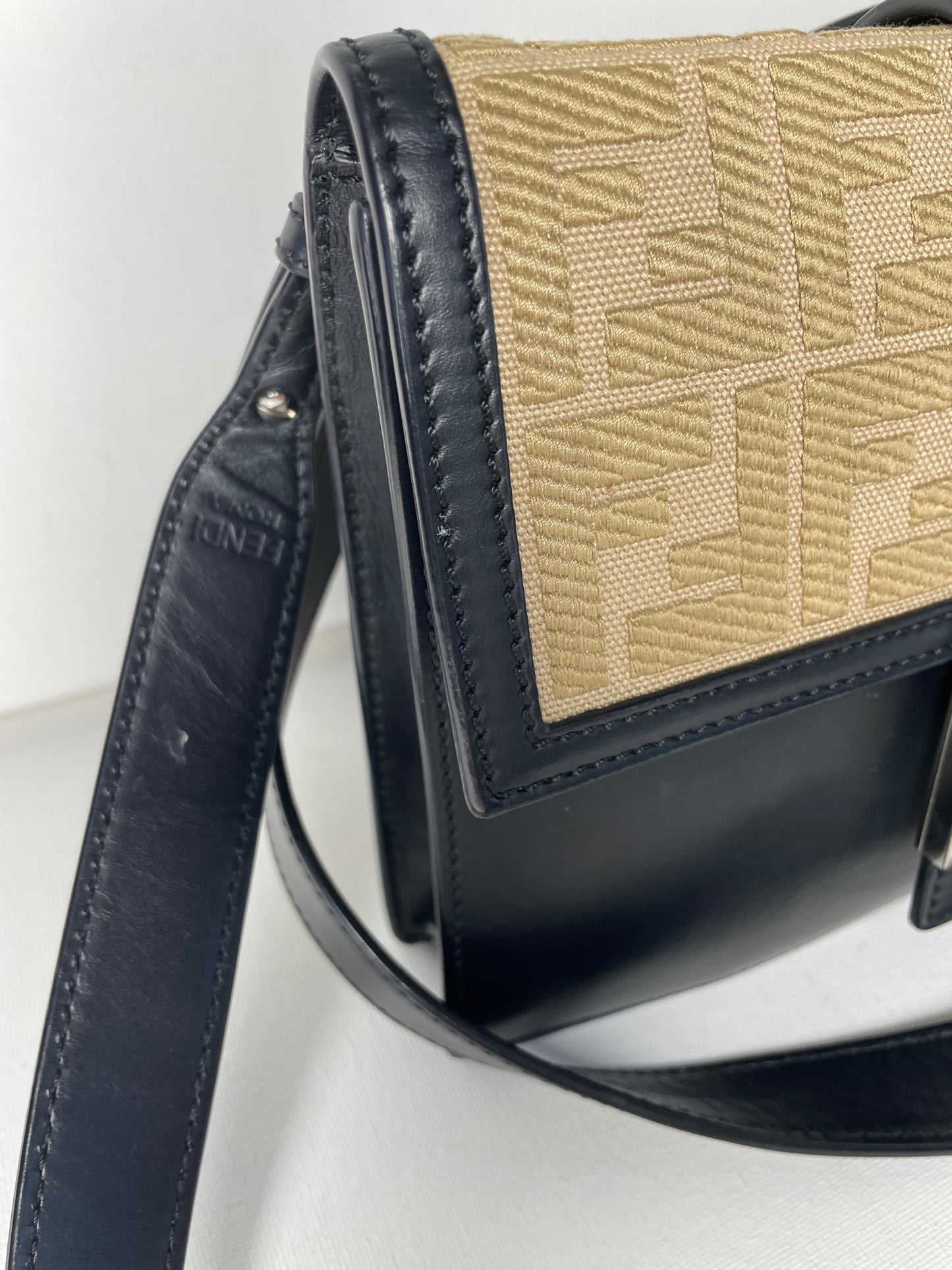 Preloved Fendi Zucca Flat Baguette Crossbody Bag