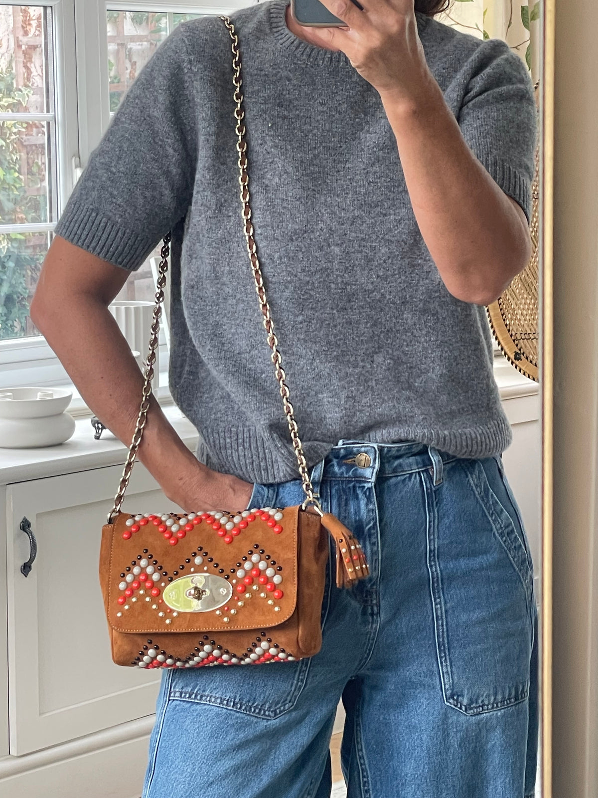 Preloved Mulberry Zigzag Lily Shoulder Bag, Small