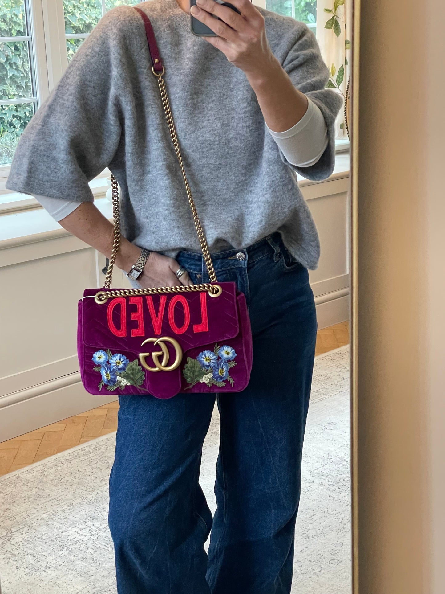 Preloved Gucci  Embroidered ‘LOVED’ Marmont shoulder Bag, Medium