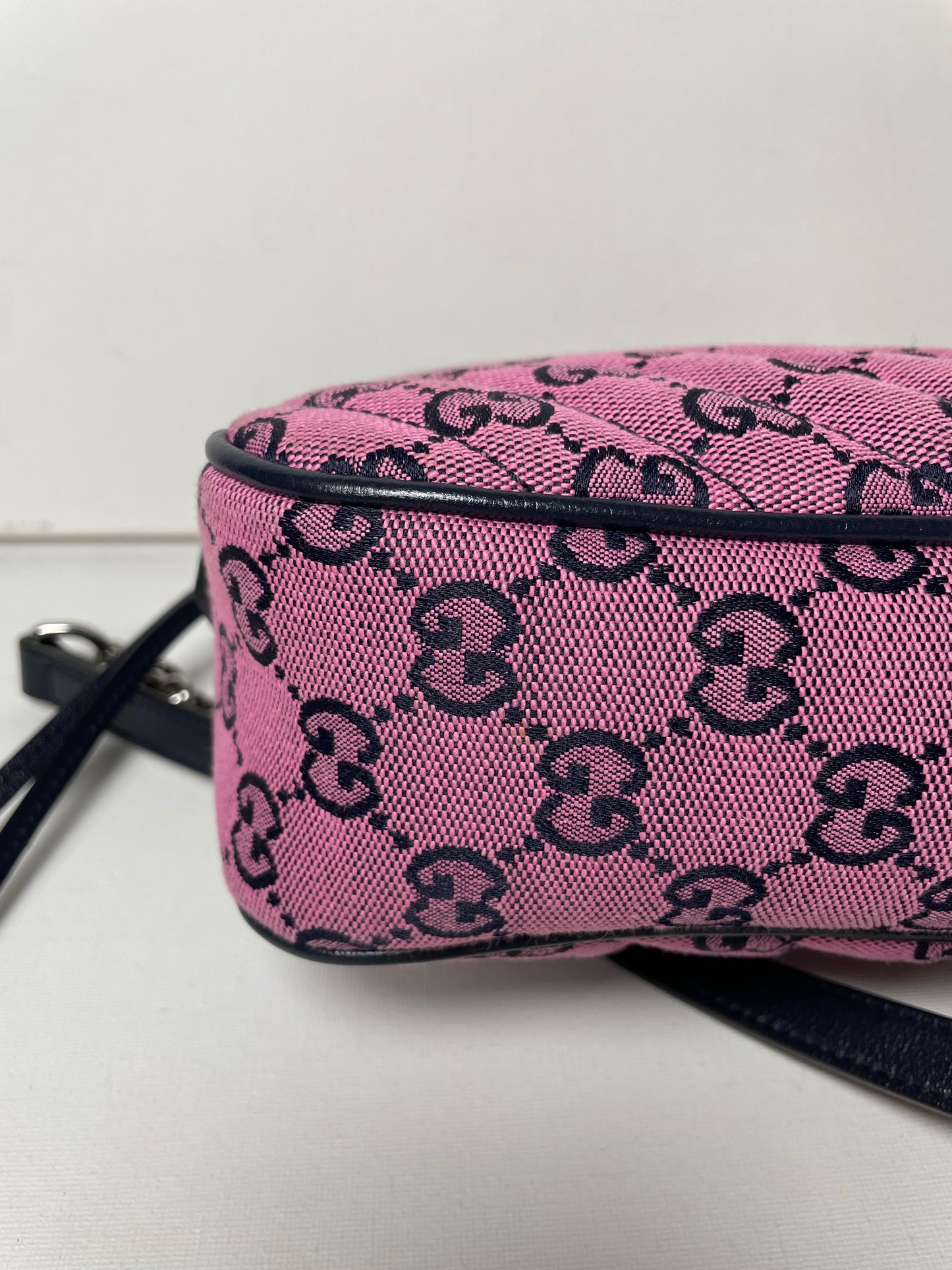 Preloved Gucci Diagonal Quilted Canvas Marmont Camera Bag, Small