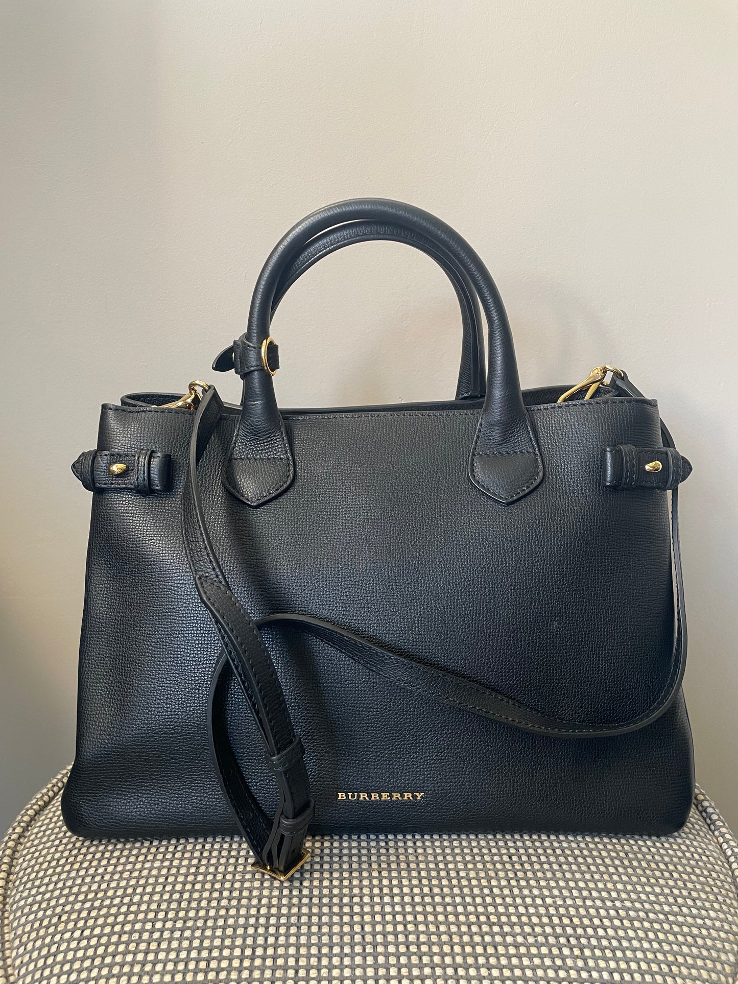 Preloved Burberry Banner Two Way Tote Bag, Medium