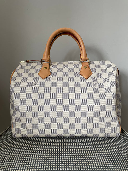 Preloved Louis Vuitton Damier Azur Speedy 30 Boston Bag