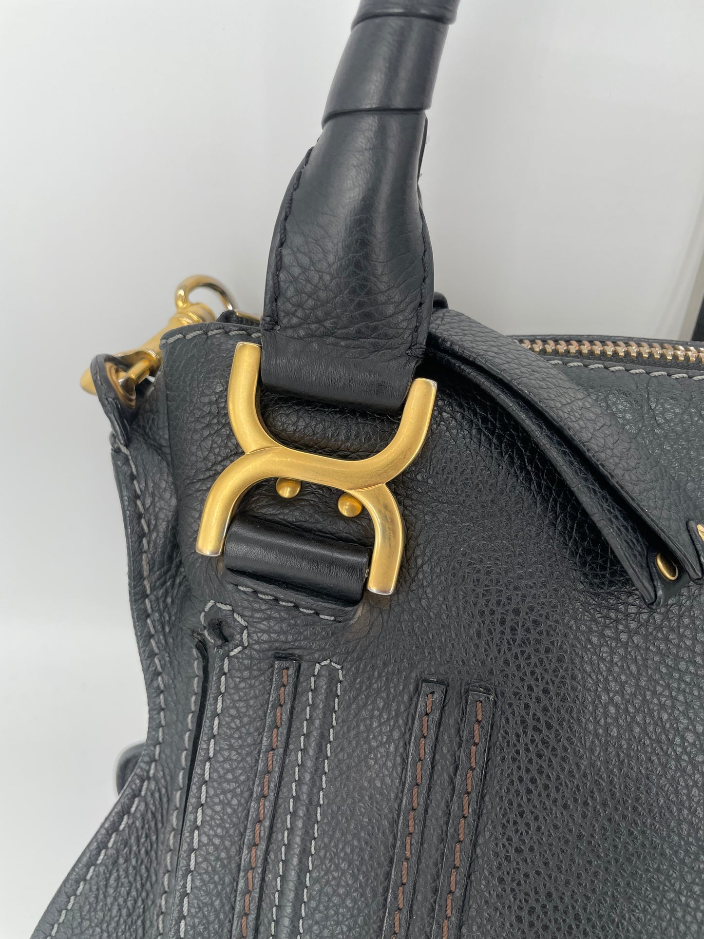 Preloved Chloe Marcie Satchel with long strap, Medium