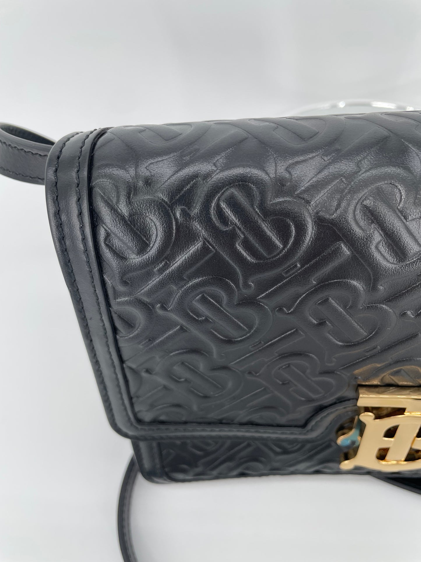 Preloved Burberry Monogram TB Shoulder Bag, Small