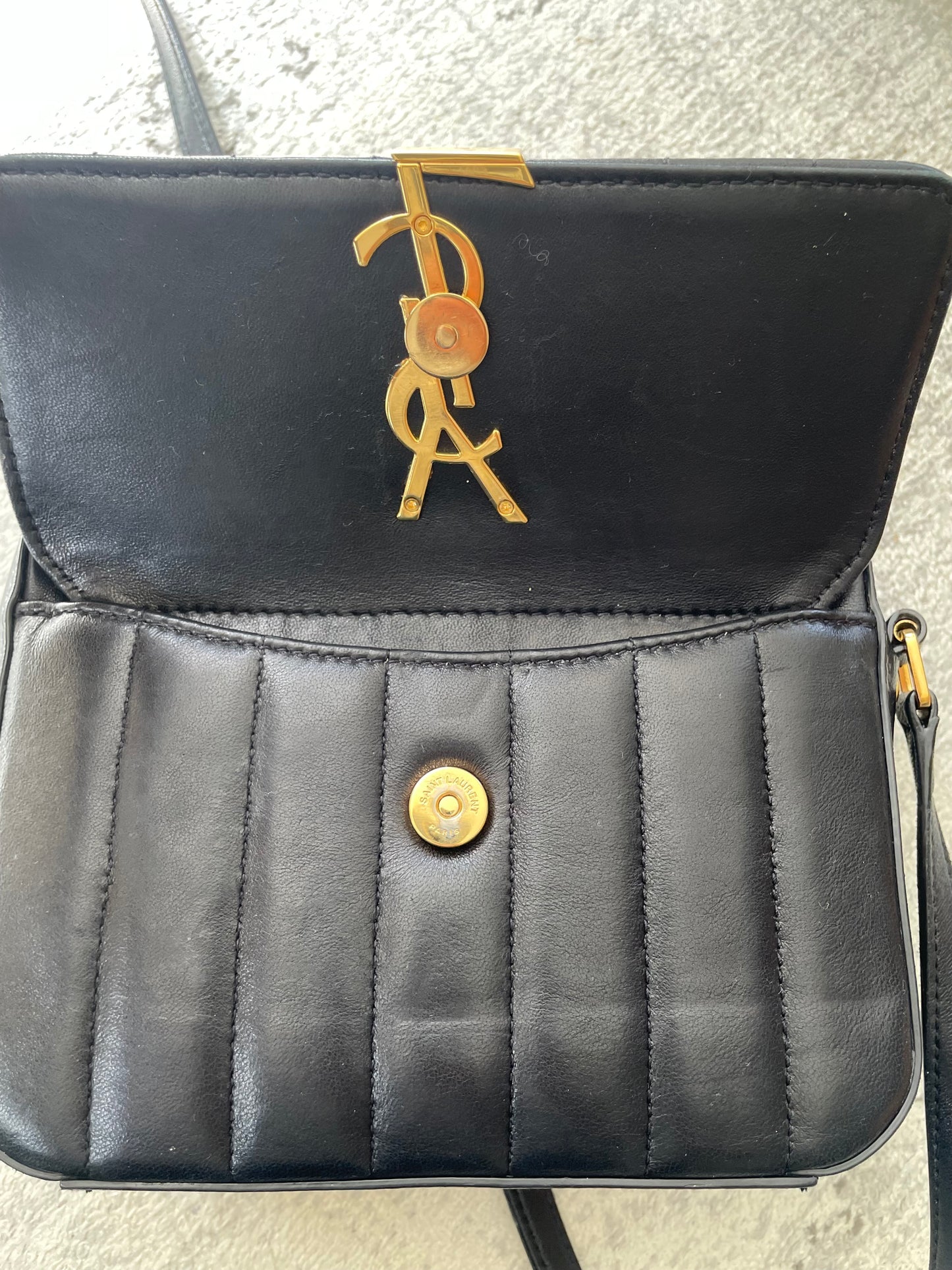 Preloved Saint Laurent Matelasse Monogram Vicky Shoulder Bag, Small