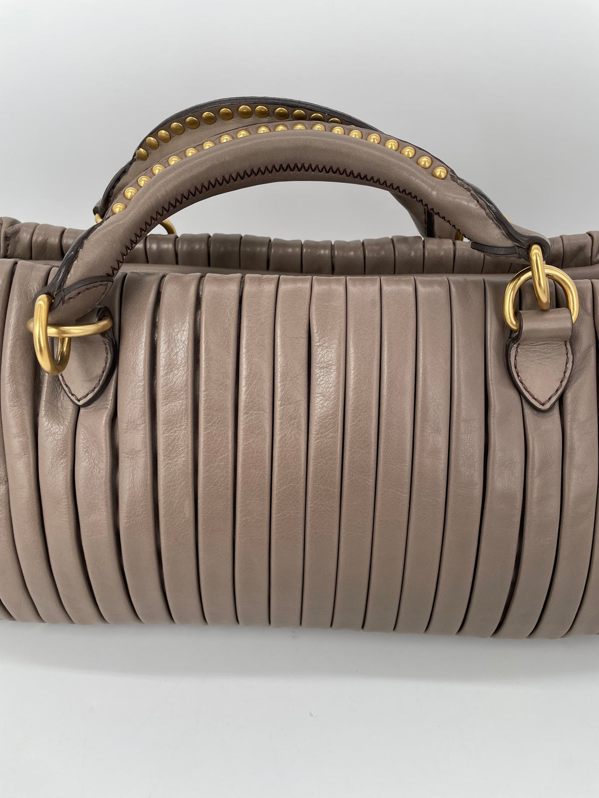 Preloved Miu Miu Plisse Pleated Leather Top handle bag