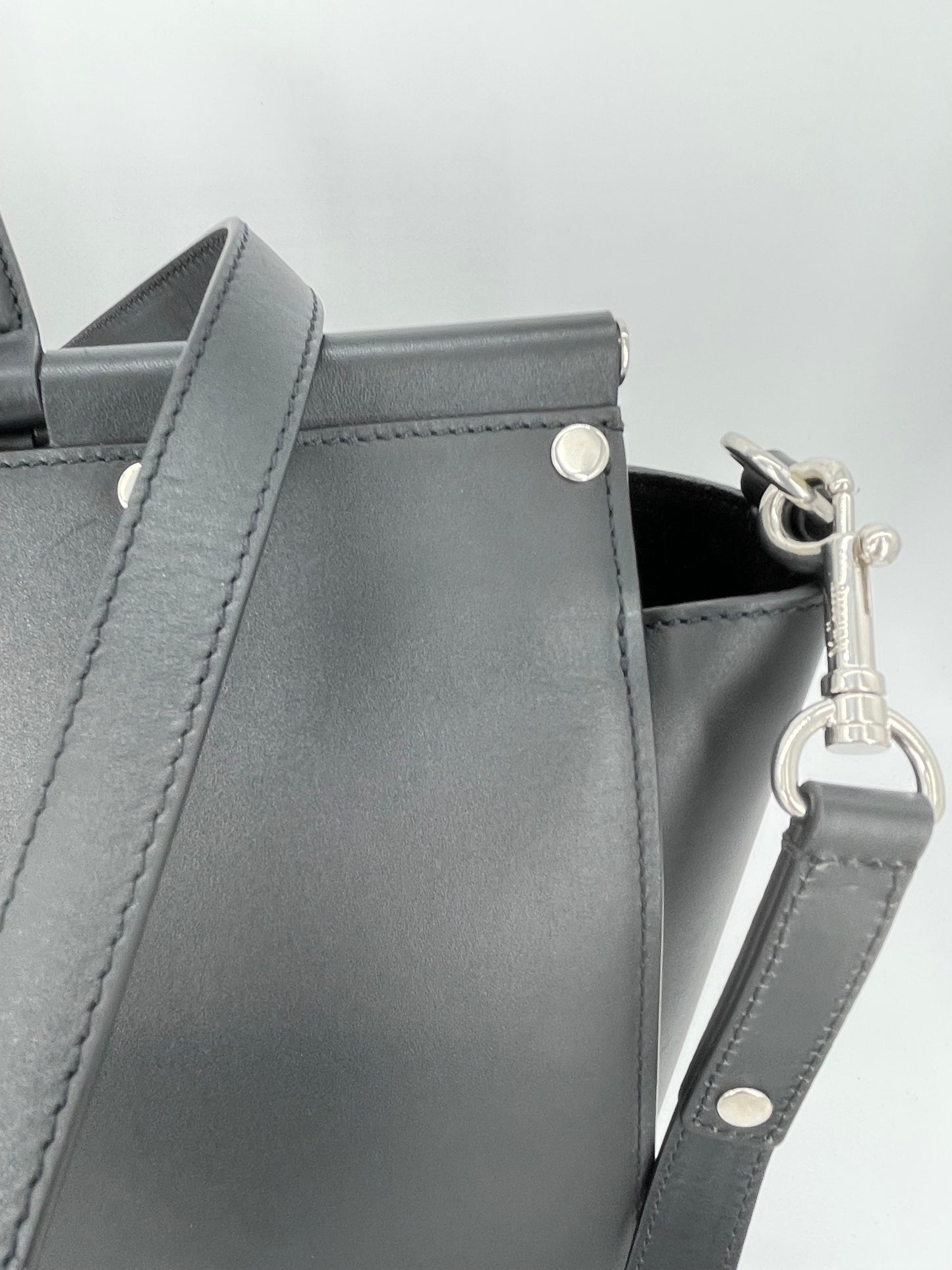 Preloved Mulberry Iris Top Handle Flat Stud Tote Bag with Long Strap