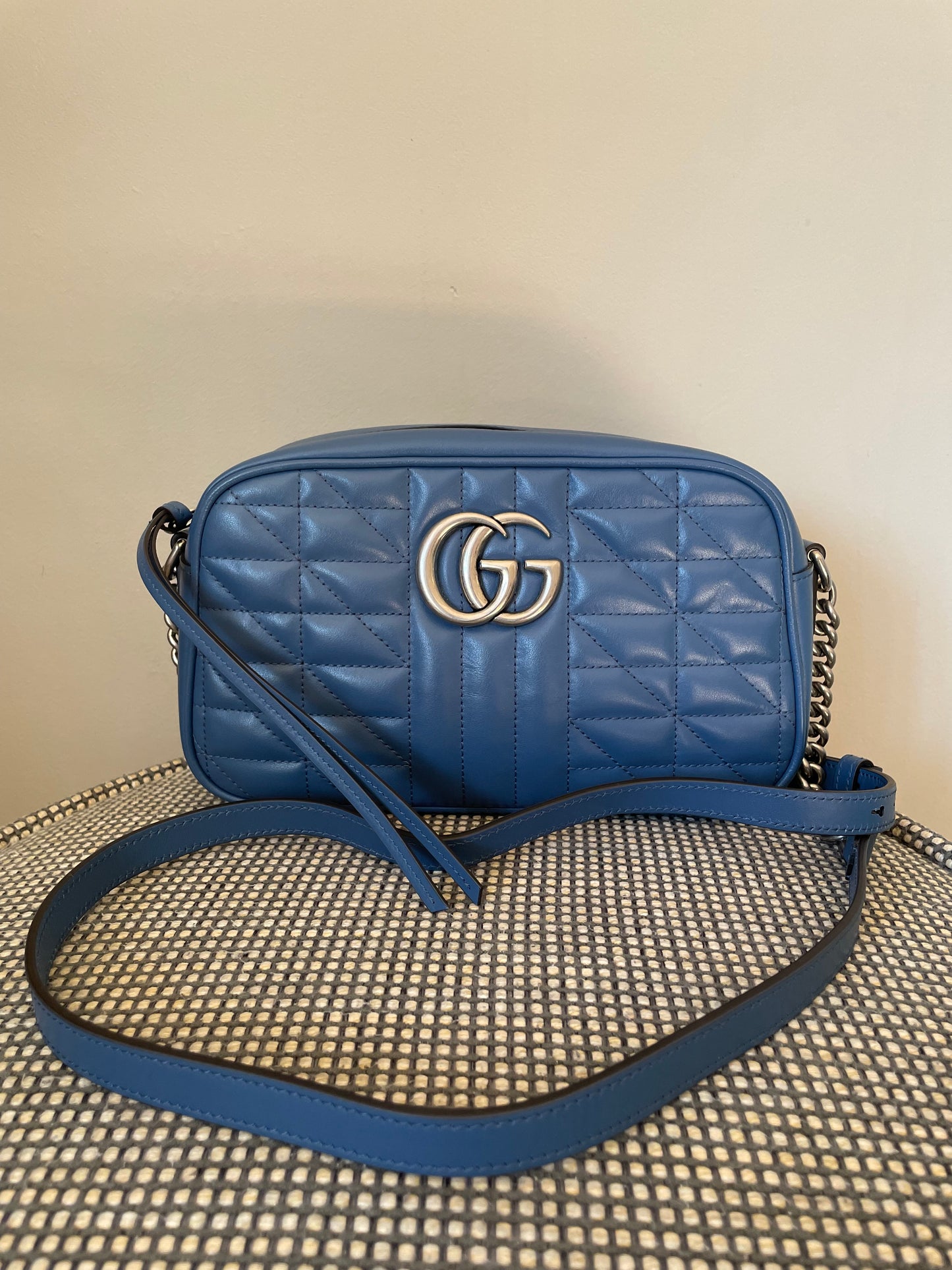 Preloved Gucci Quilted Leather Geometric Marmont Crossbody Bag, Small