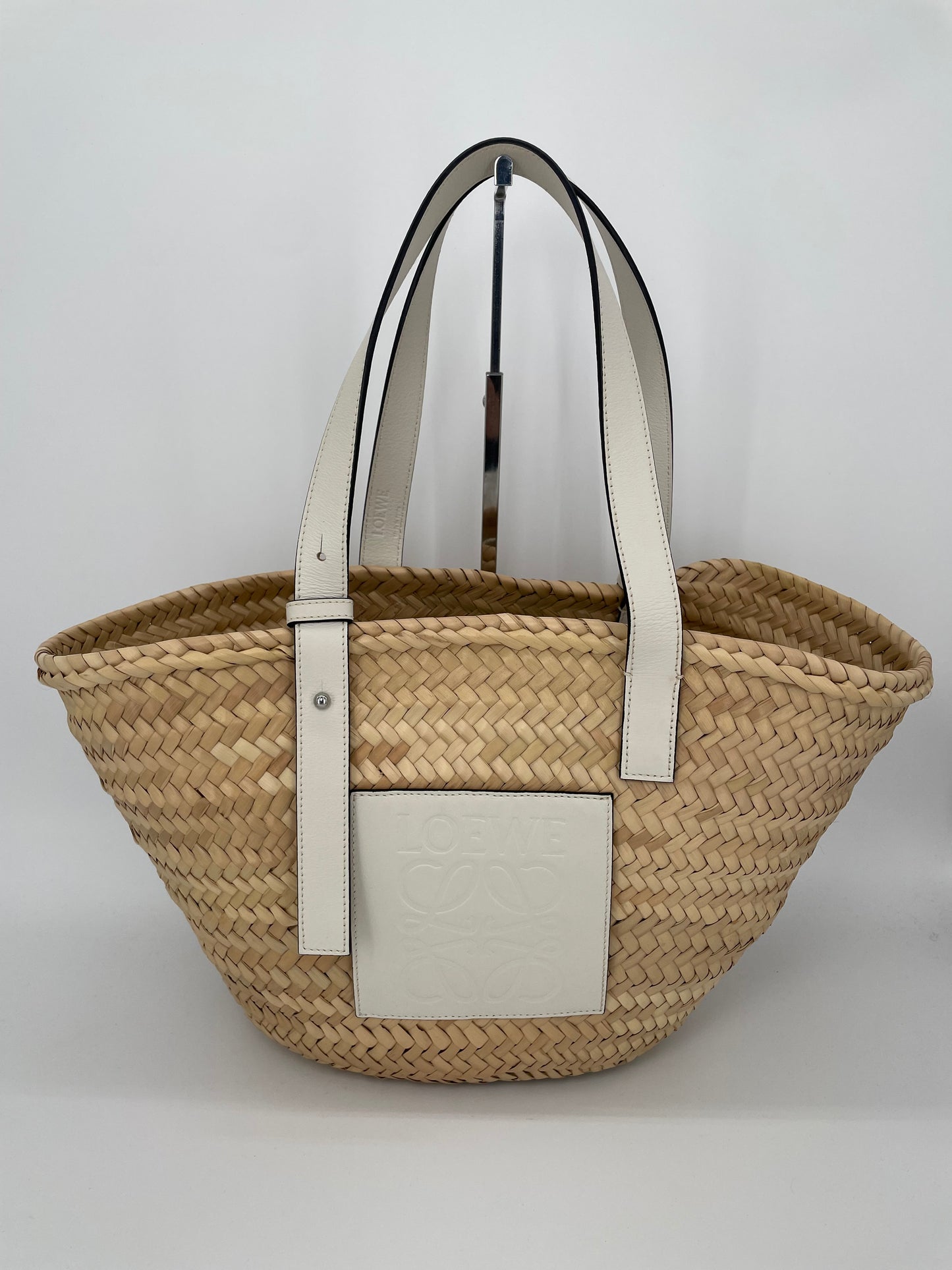 Preloved Loewe Raffia Basket Bag, Medium