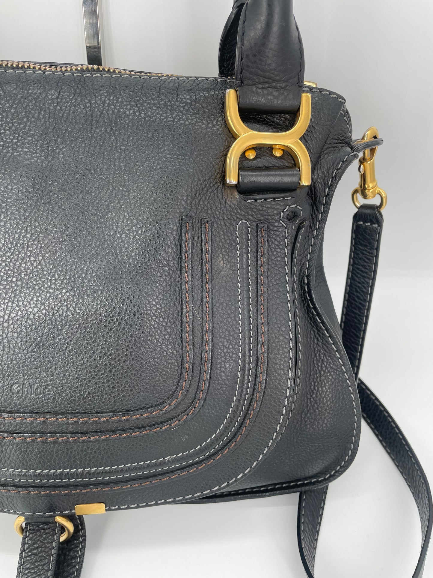 Preloved Chloe Marcie Satchel with long strap, Medium