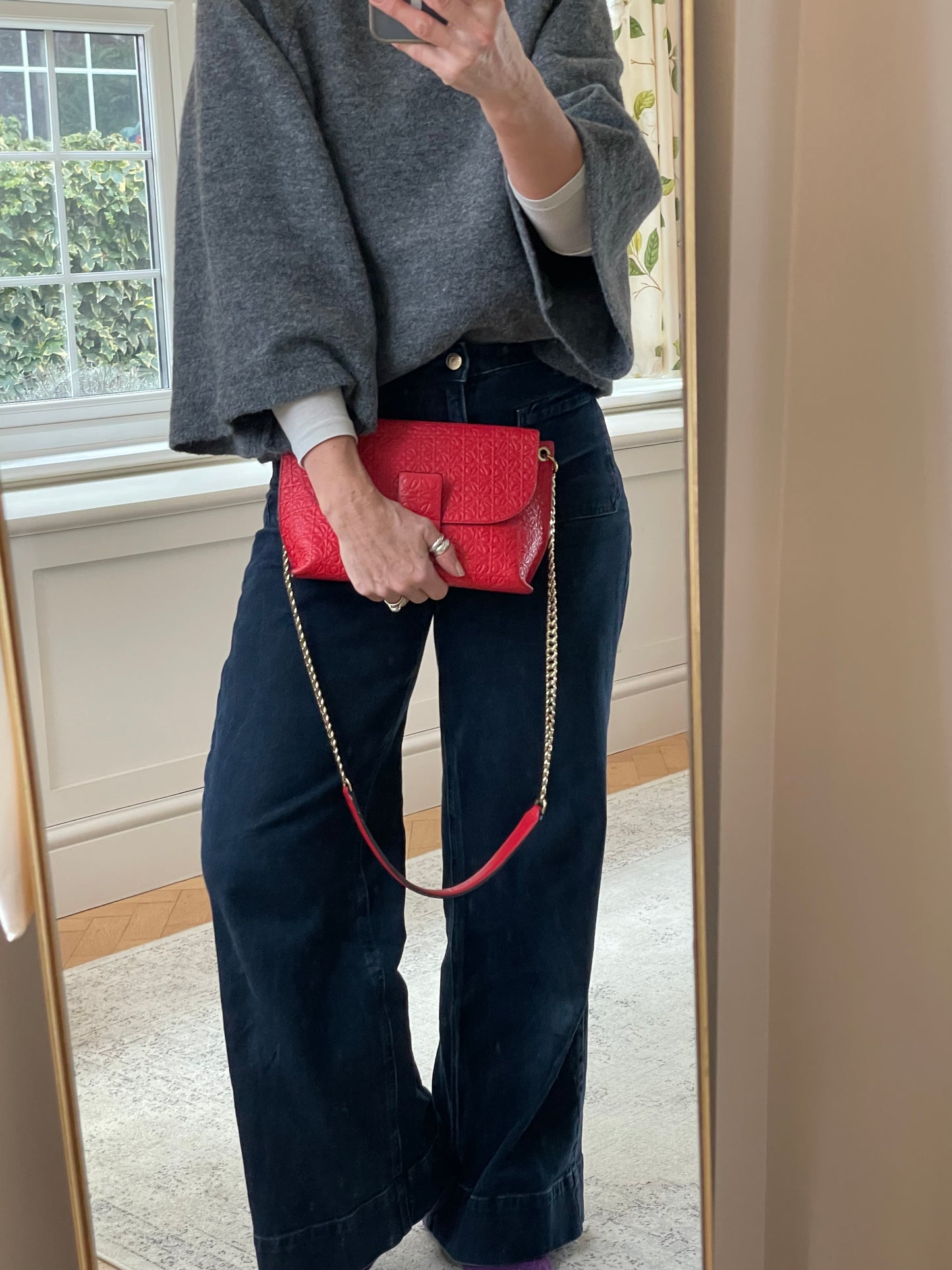 Preloved Loewe Avenue Embossed Shoulder Bag