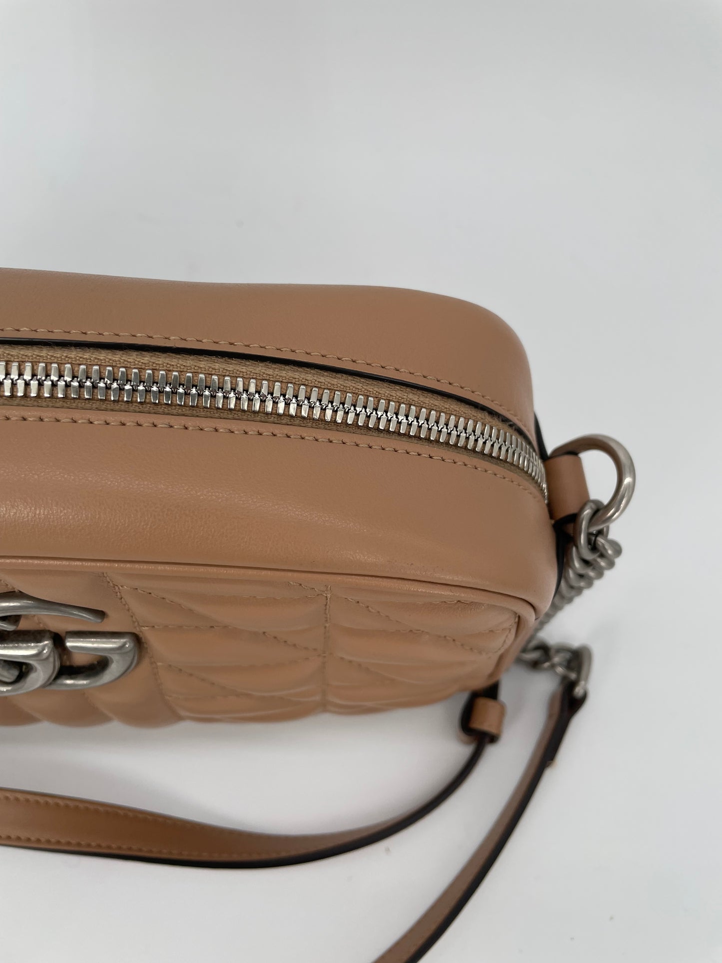 Preloved Gucci Quilted Leather Geometric Marmont Crossbody Bag, Small