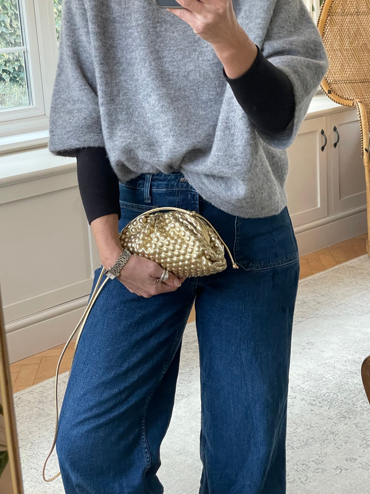 Preloved Bottega Veneta Metallic Bubble Pouch, Mini