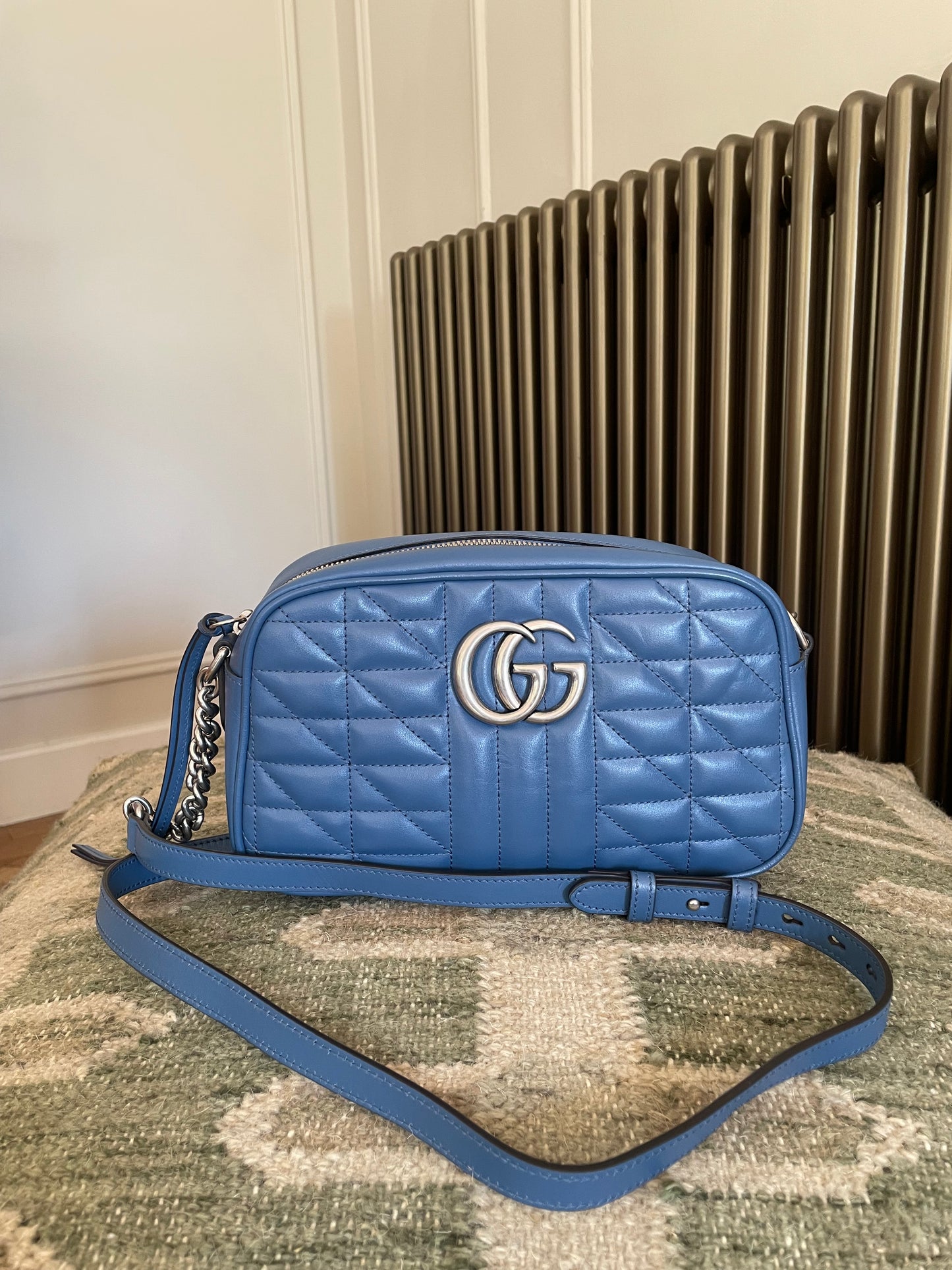 Preloved Gucci Quilted Leather Geometric Marmont Crossbody Bag, Small
