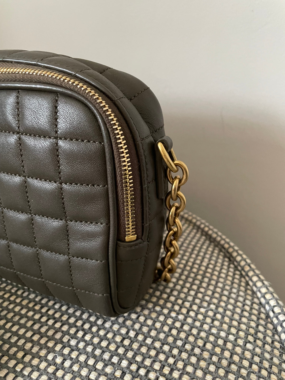 Preloved Saint Laurent Carre Quilted Cassandre Camera Bag, Mini