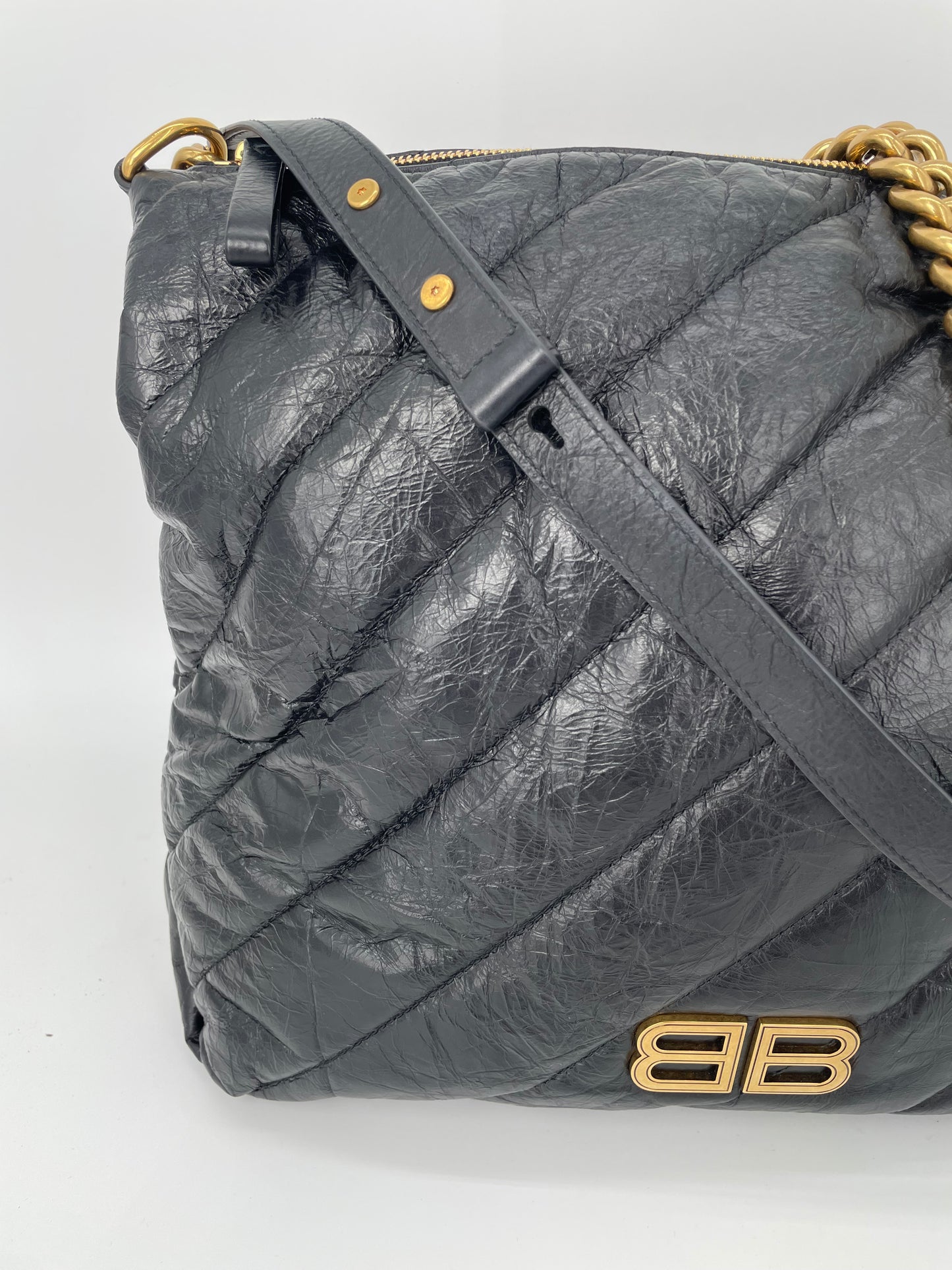 Preloved Balenciaga Quilted Crush Shoulder Bag, Medium