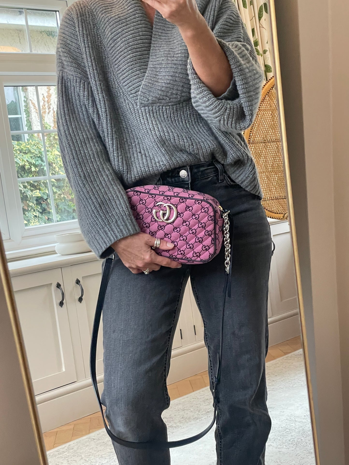 Preloved Gucci Diagonal Quilted Canvas Marmont Camera Bag, Small