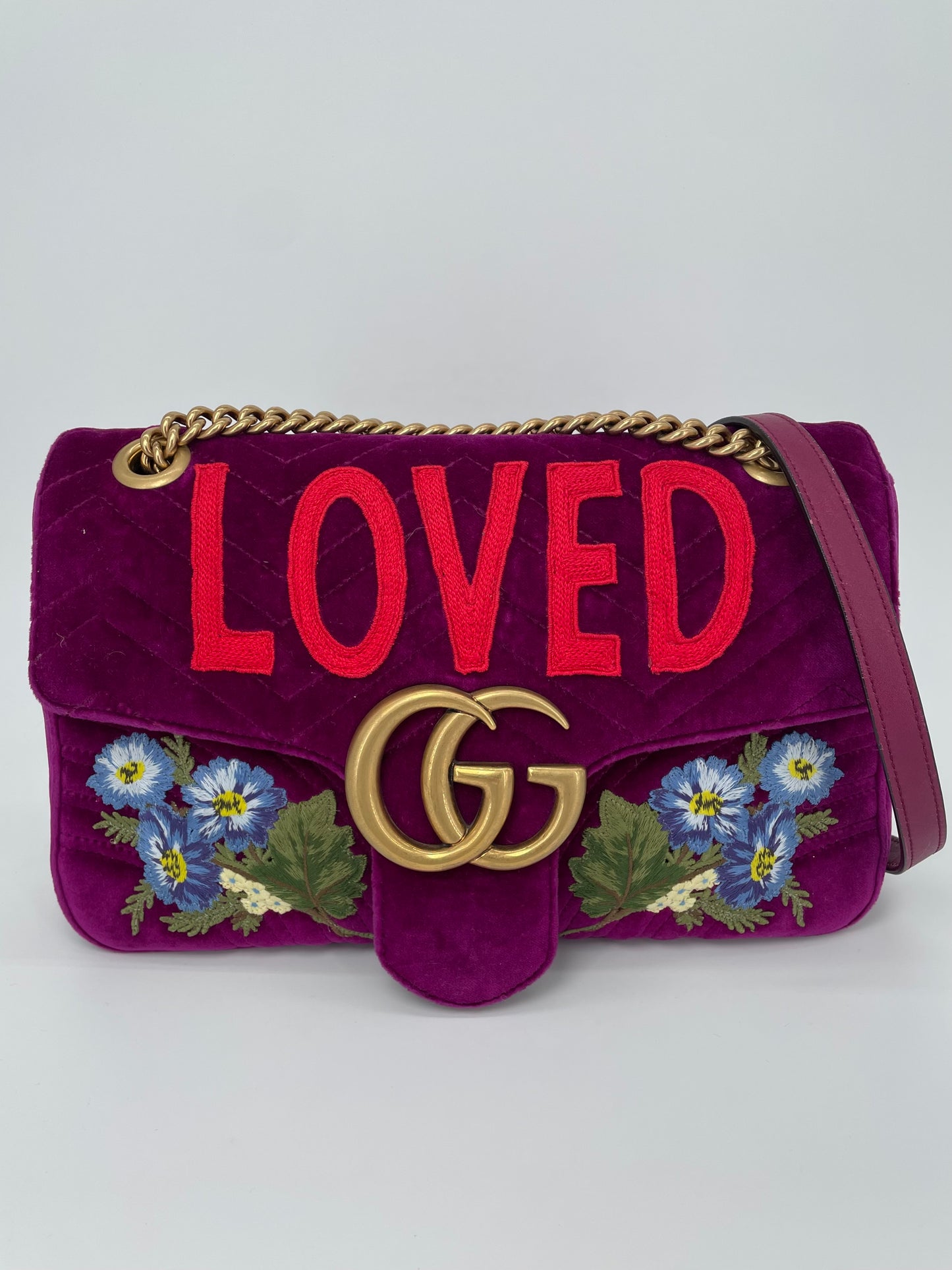Preloved Gucci  Embroidered ‘LOVED’ Marmont shoulder Bag, Medium