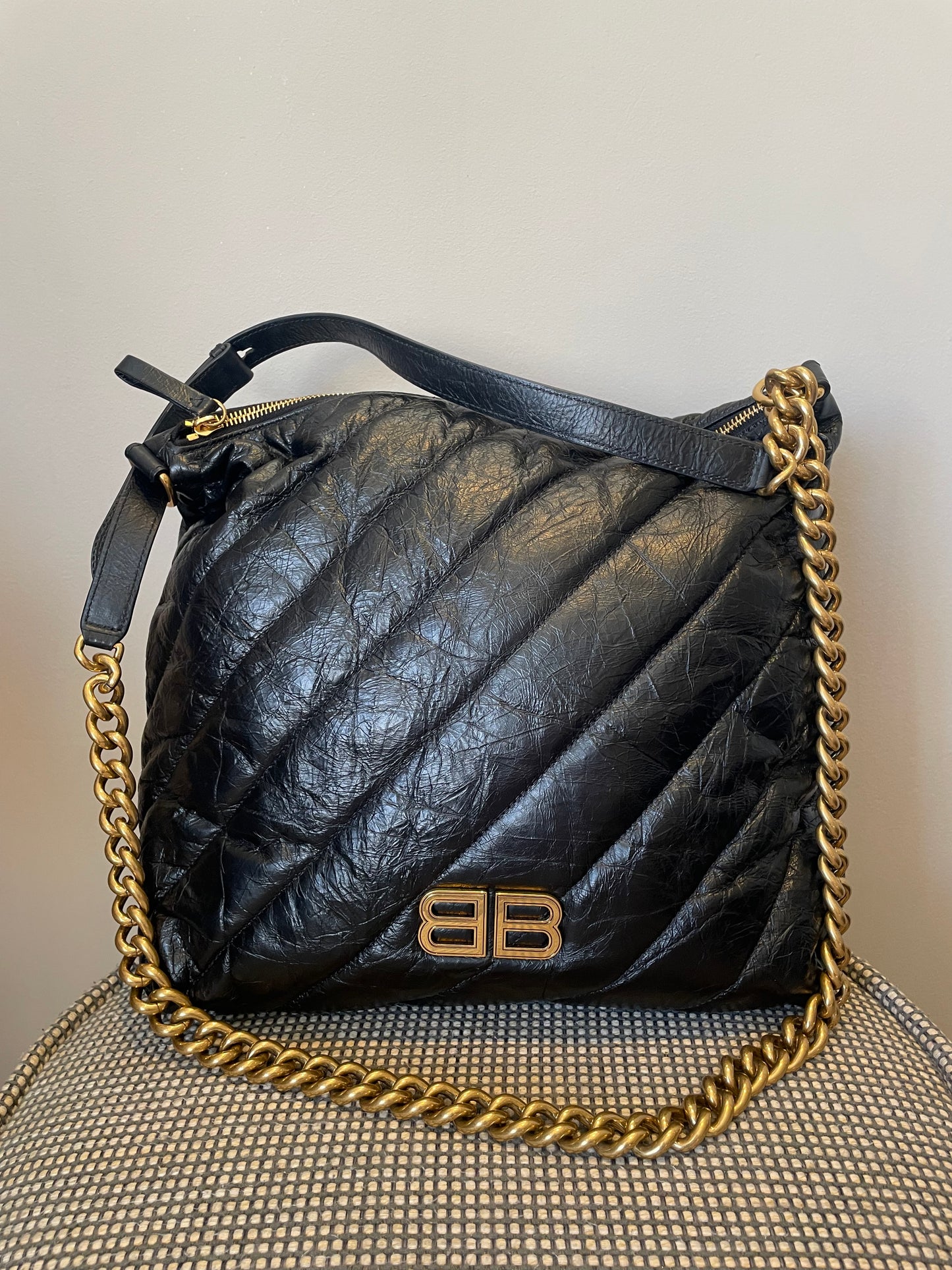 Preloved Balenciaga Quilted Crush Shoulder Bag, Medium