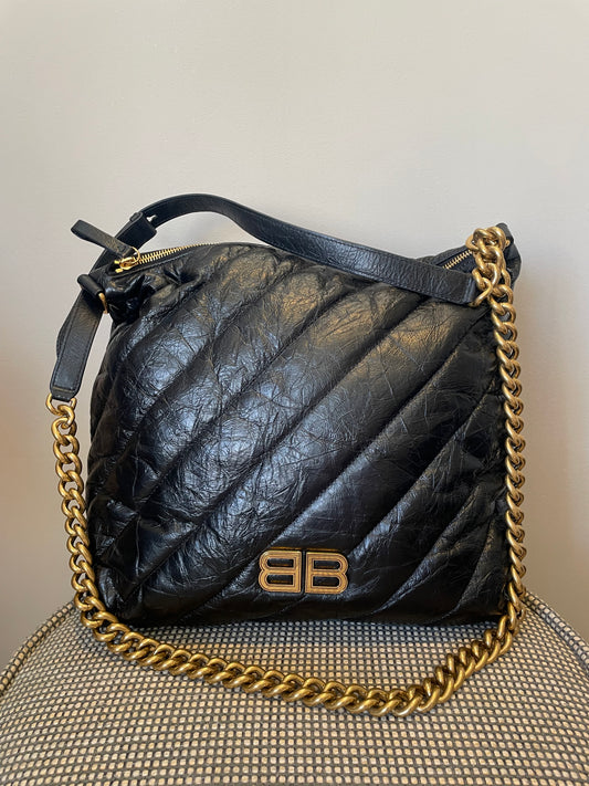 Preloved Balenciaga Quilted Crush Shoulder Bag, Medium