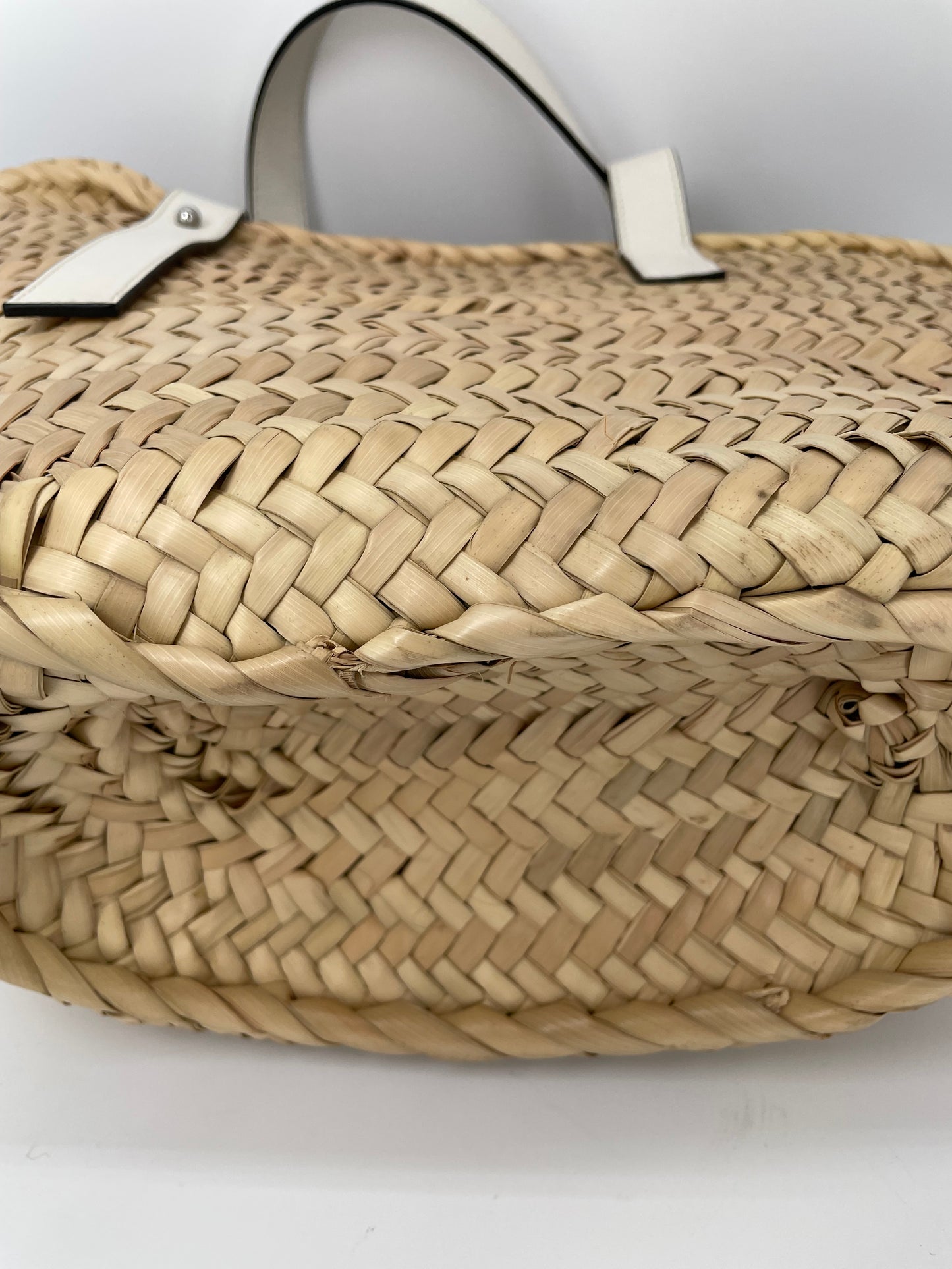 Preloved Loewe Raffia Basket Bag, Medium