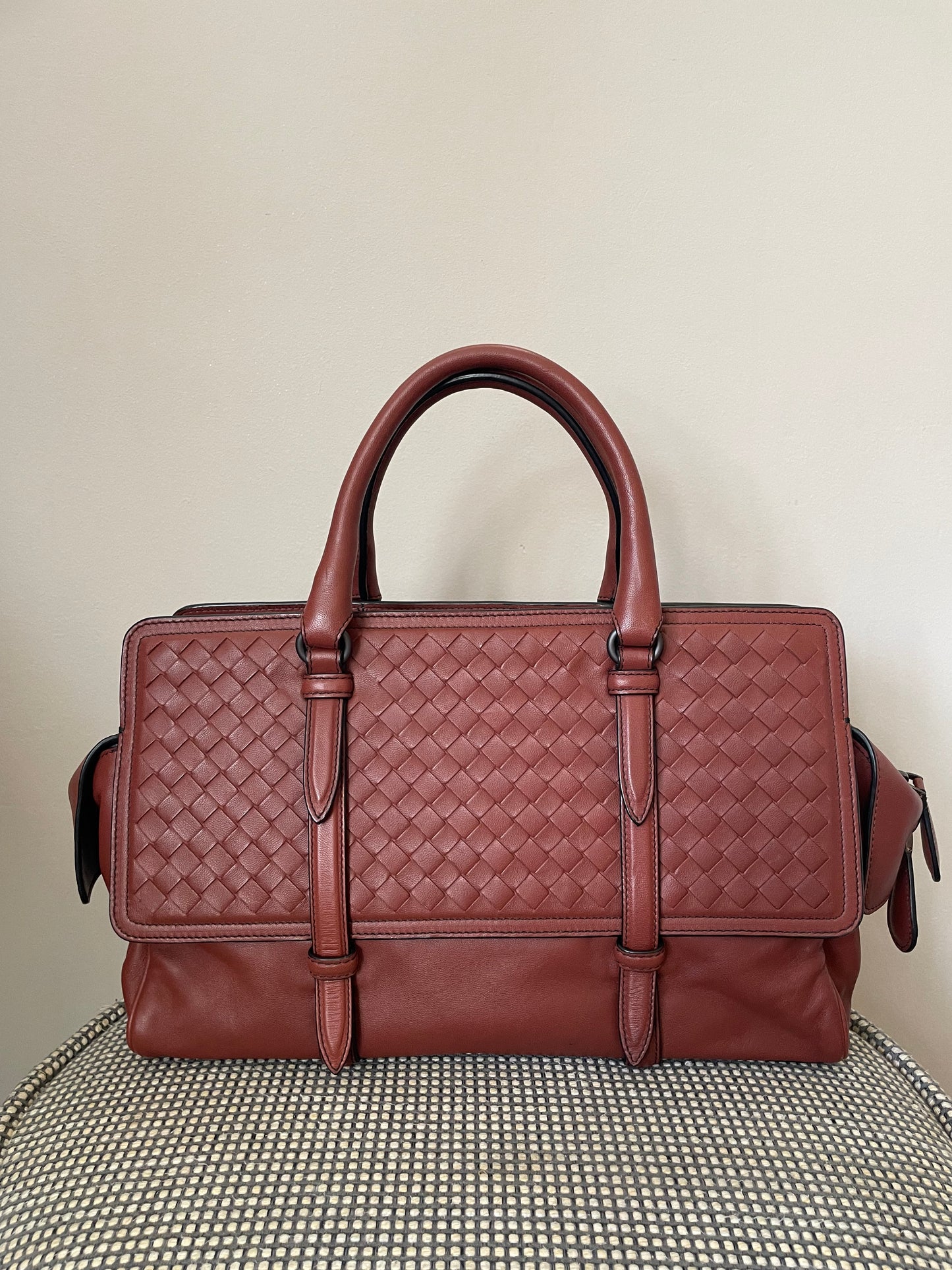 Preloved Bottega Veneta Nappa Intrecciato Monaco Satchel, Medium