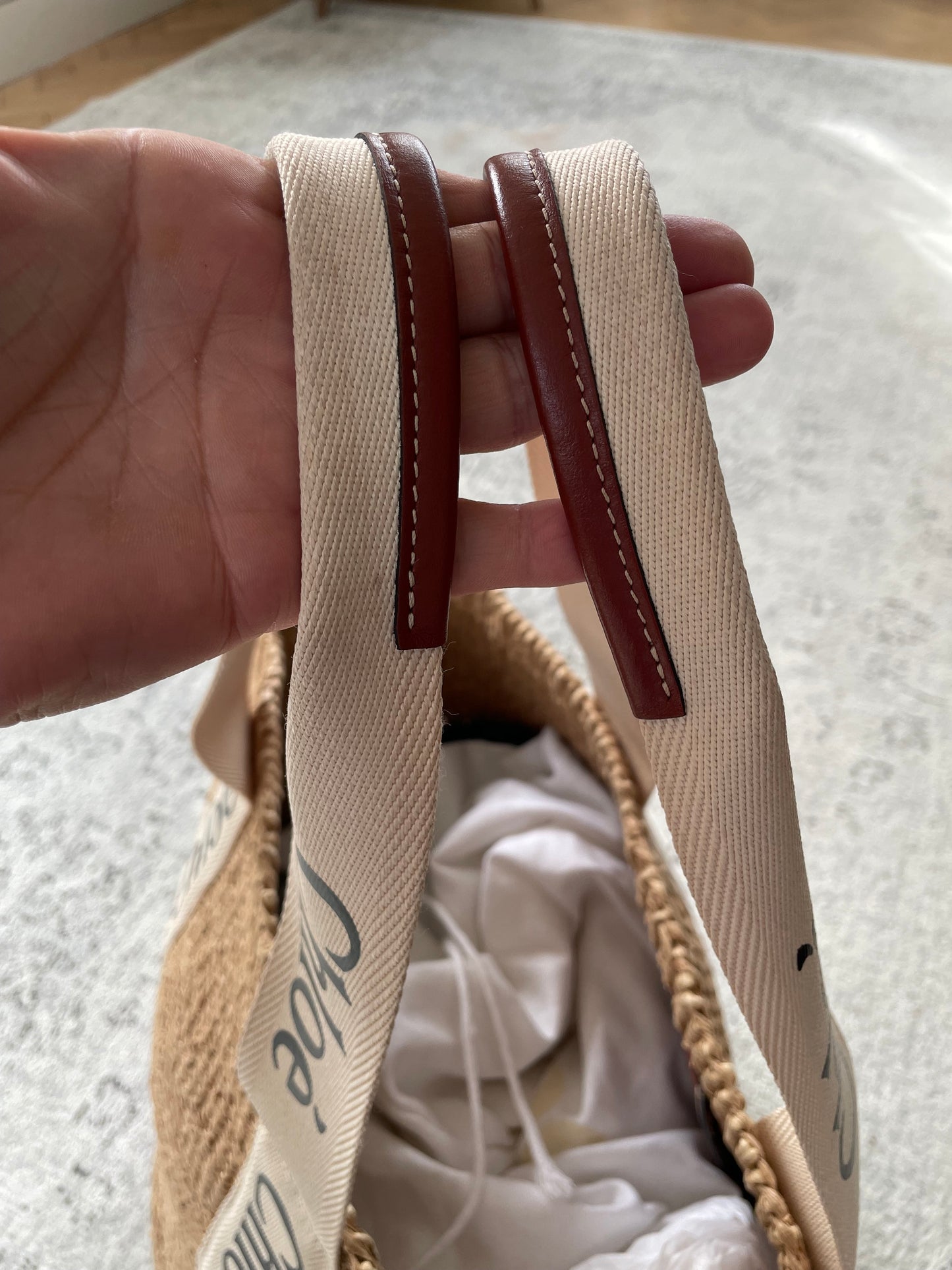 Preloved Chloe Raffia Woody Basket Bag,