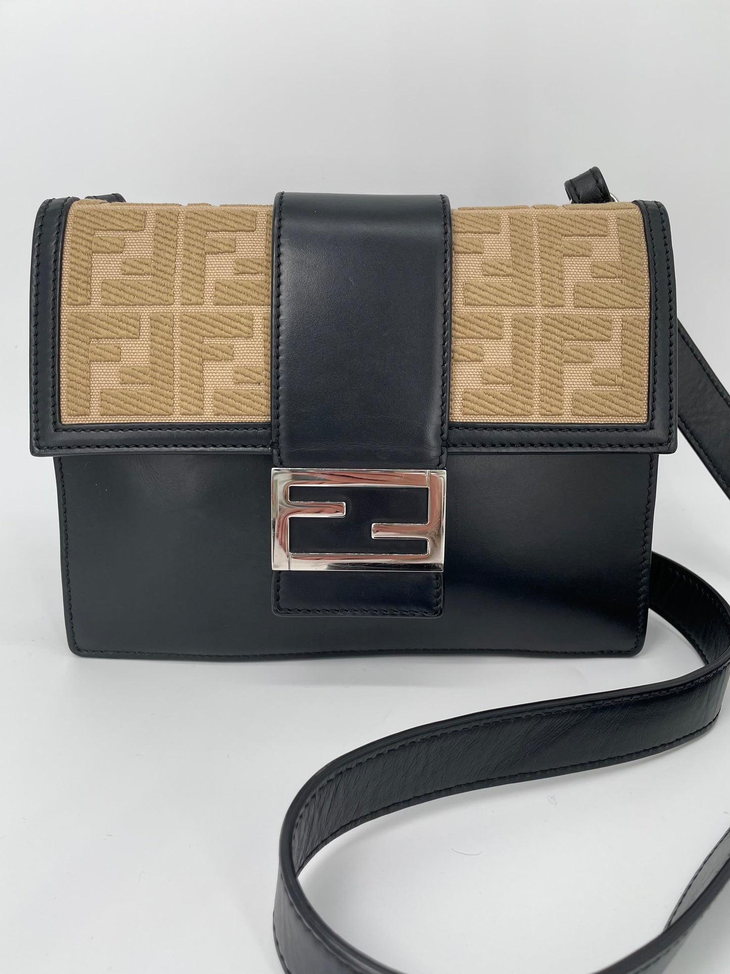 Preloved Fendi Zucca Flat Baguette Crossbody Bag