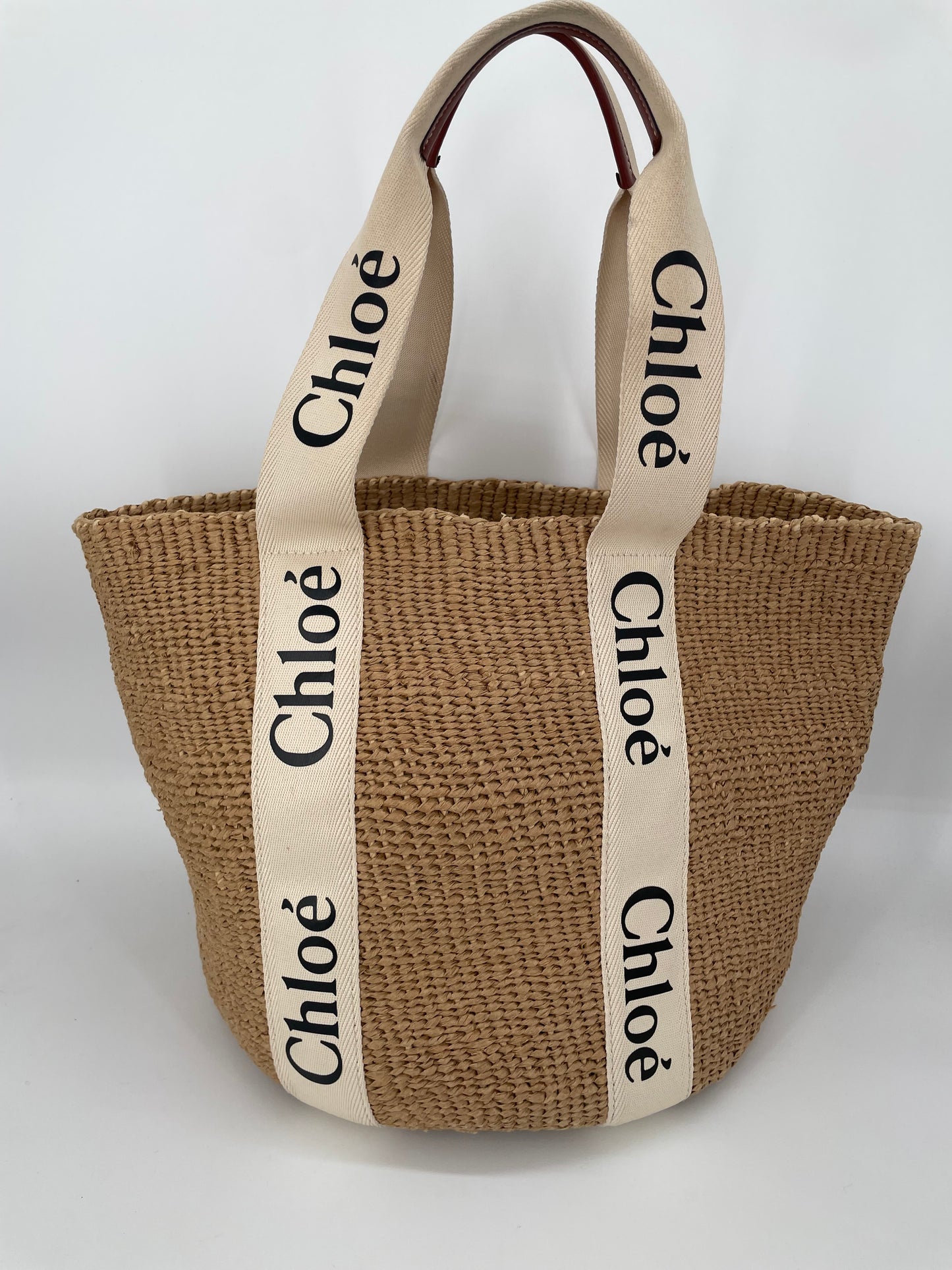 Preloved Chloe Raffia Woody Basket Bag,